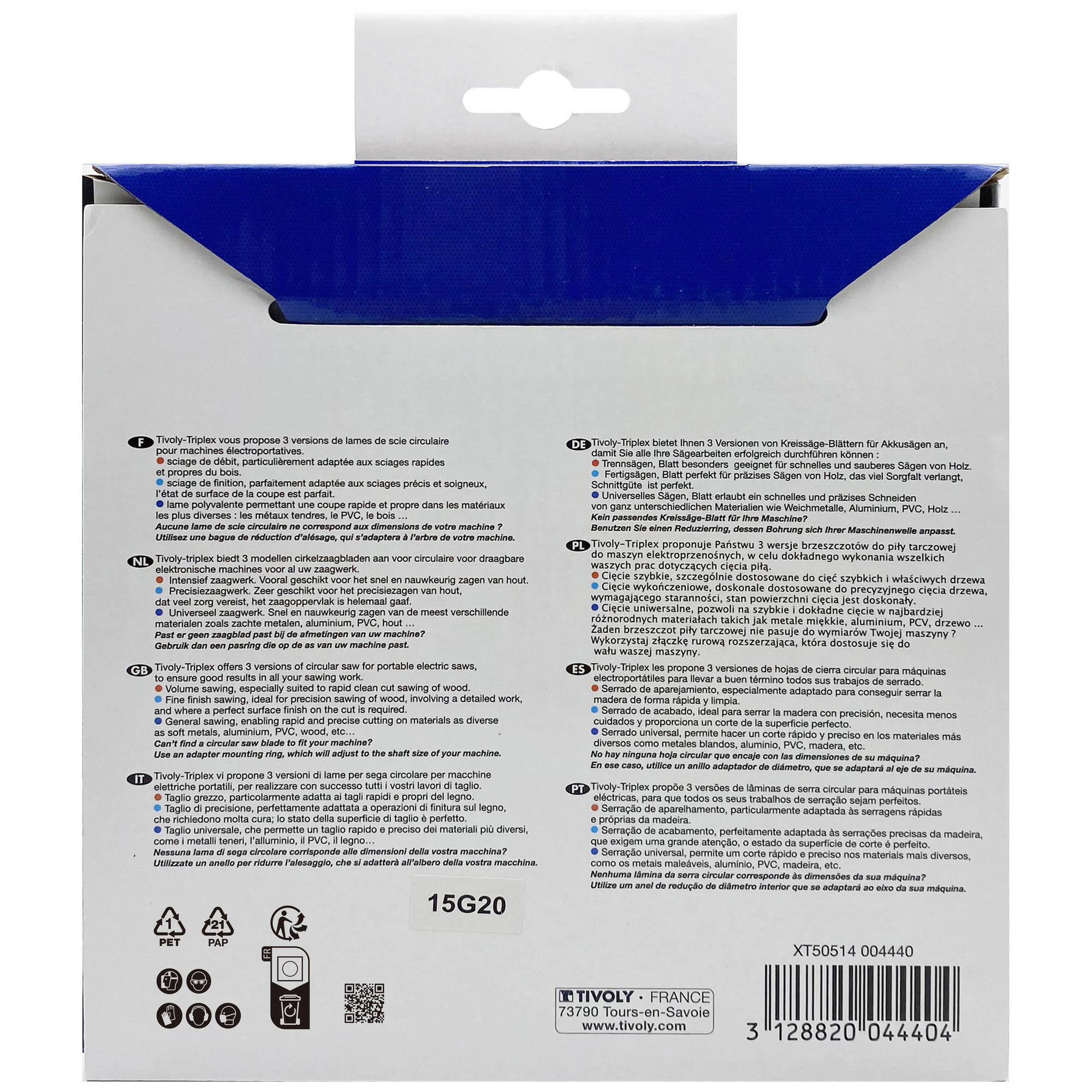 Ø: 160 x Ø2: 20 x Z: 30 / Hojas de sierra circular -Acabado -Para madera dura, estratificada y parqué -Uso en sierra portátil (Funda cartón)