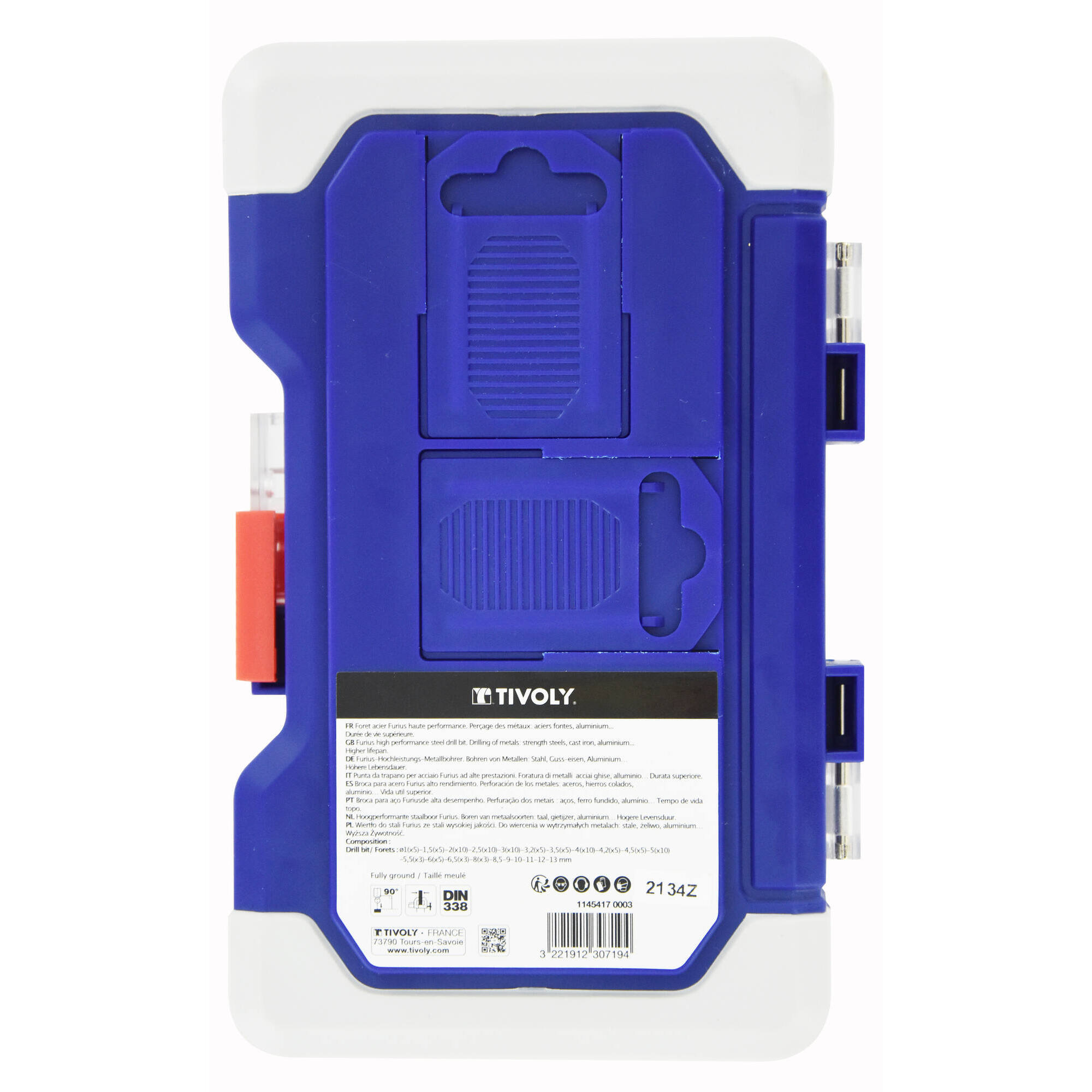 Ø: / L: / Broca para metales HSS rectificada FURIUS -Recubrimiento FUSIO -Punta en cruz (Estuche)