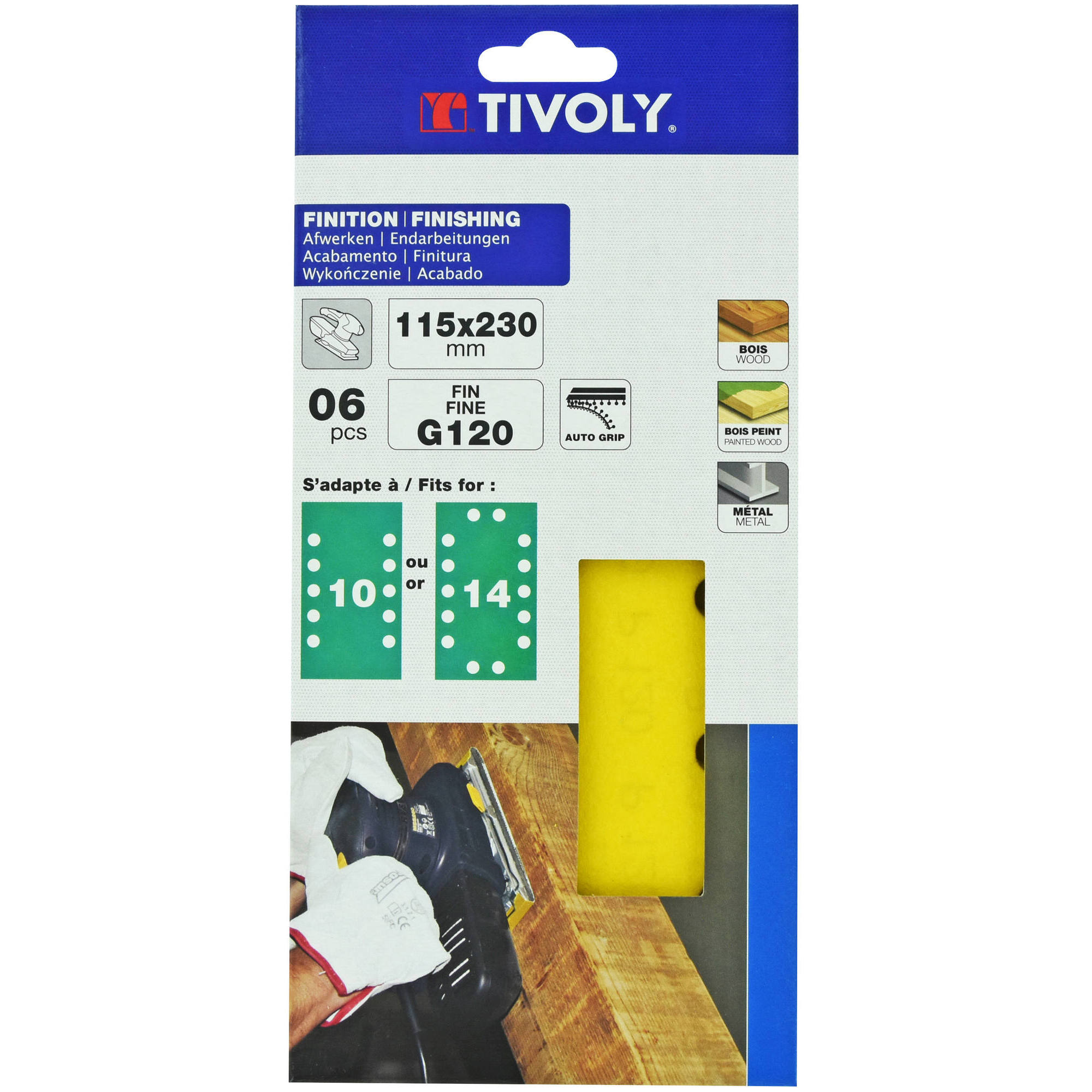 Hoja de lija AUTOADHESIVA -115x230 mm - Para lijadora orbital (Funda cartón) / Dim 115x230 / Gr : 120