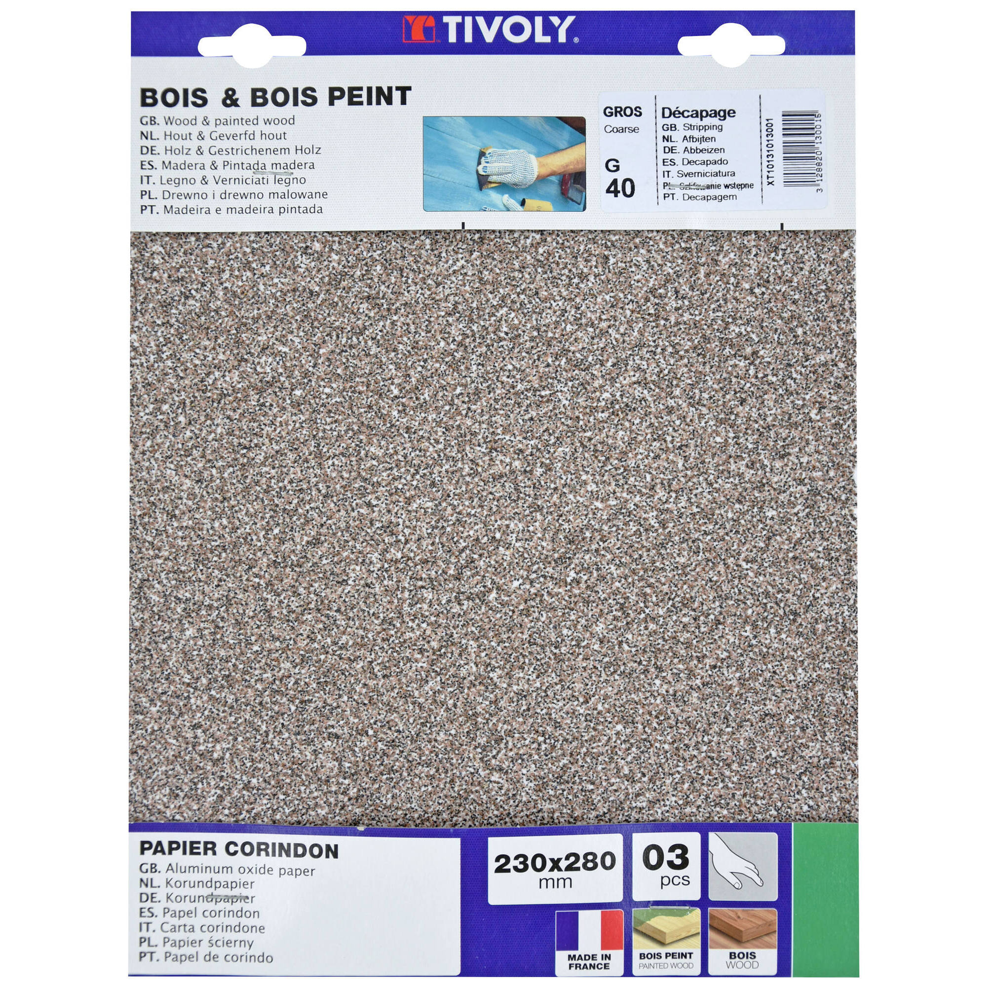 Hojas abrasivas CORINDÓN -230x280 mm (Cartoncillo colgante) / Dim 230x280 / Gr : 40