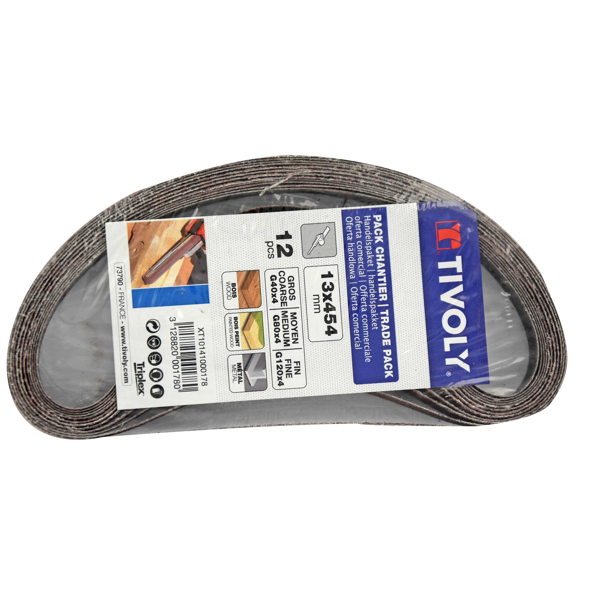 Lija de banda -13x454 mm -Para lijadora eléctrica (Funda cartón) / Dim 13x454 / Gr : 50/80/120