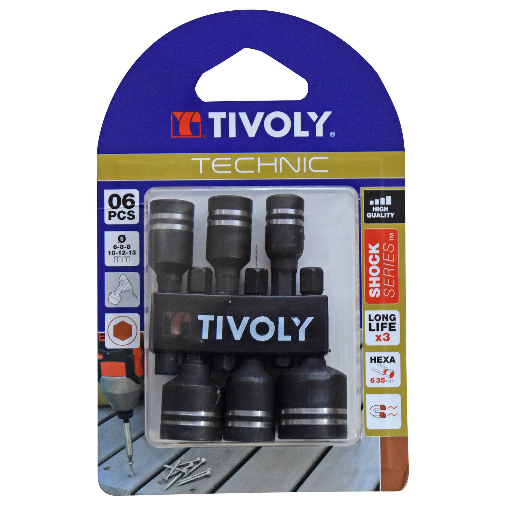 1152197 - 6 llaves de vaso magnéticas Ø 6 a 13 mm -IMPACTO