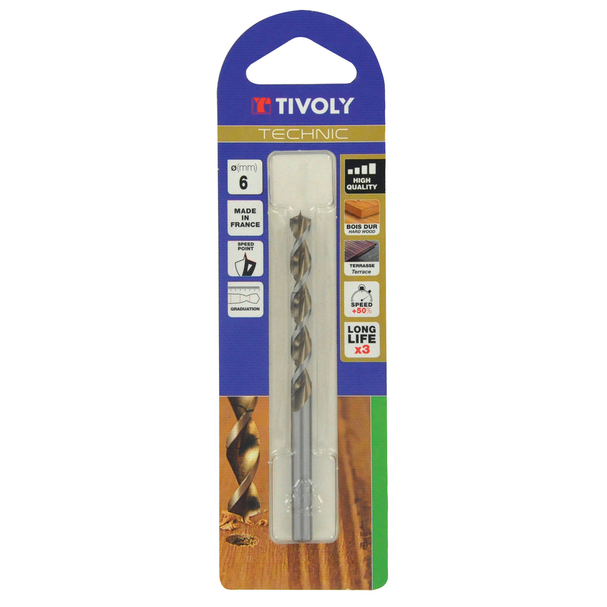 Ø: 9 / Broca para madera HSS -Afilado Speed point -Mango cilíndrico -Graduada SLR (Blíster) / L: 125