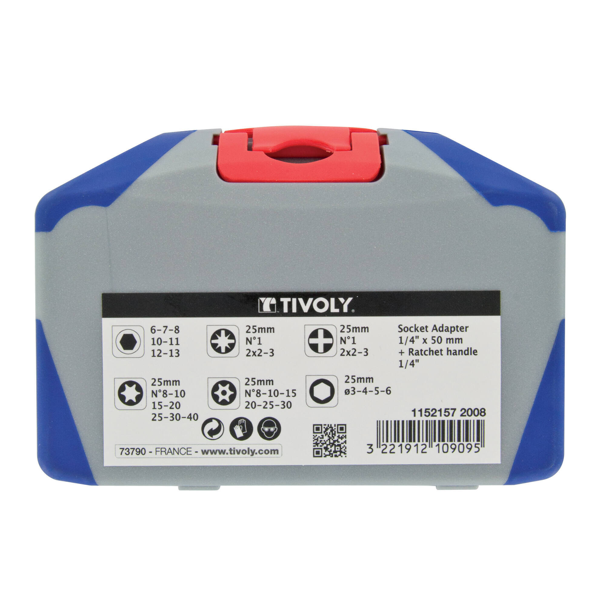 34 piezas -19 puntas torsión + 7 llaves de vaso + 1 adaptador de vaso + 1 mango de atornillado