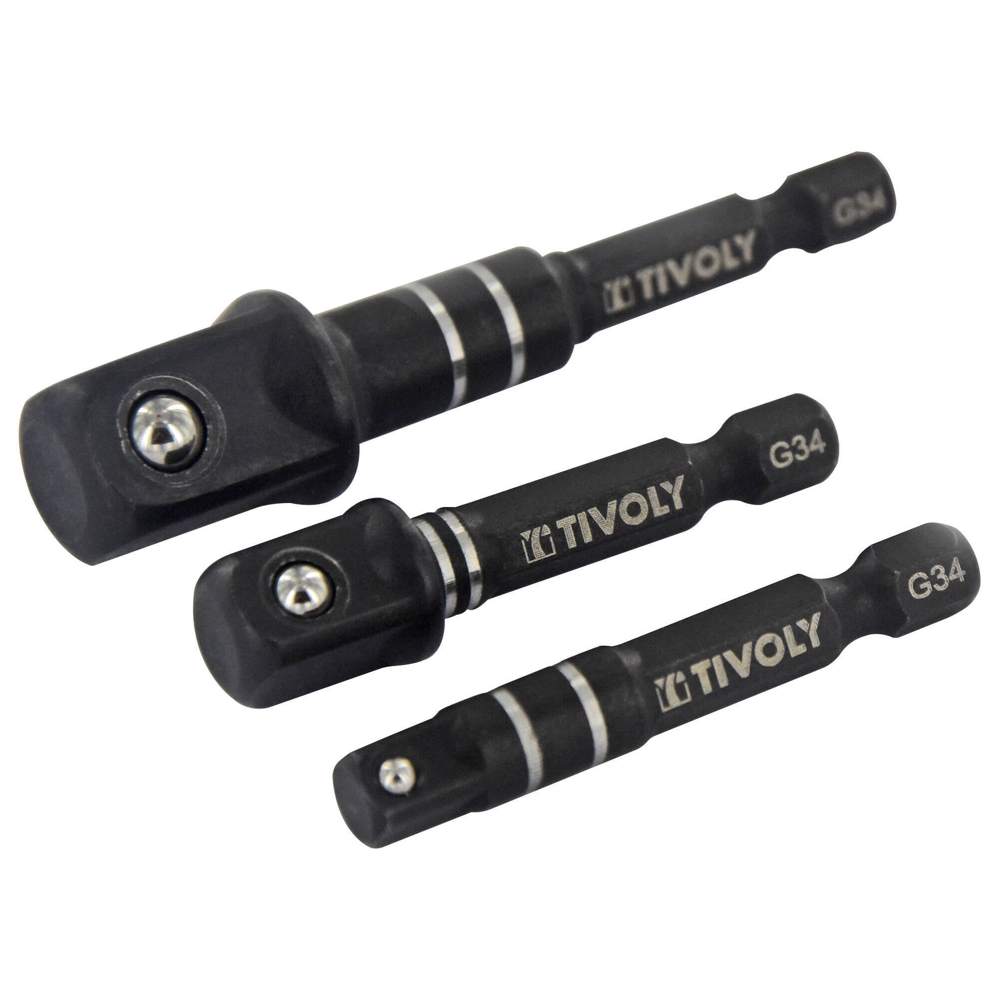 3 adaptadores hexagonales de 6,35 mm IMPACTO para llaves de vaso cuadradas H 1/2"- 1/4'' - 3/8"