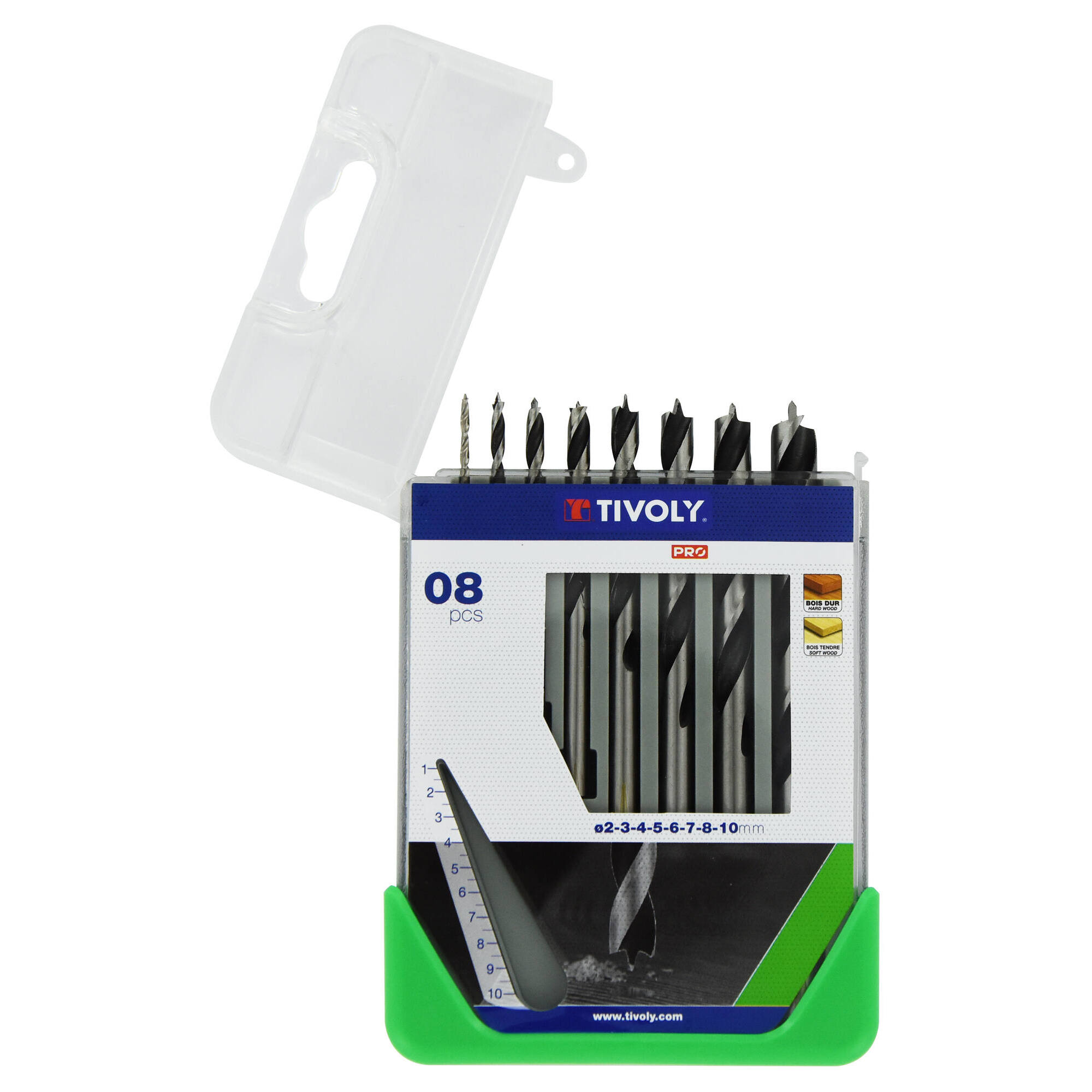 10804170004 - 8 brocas para madera 3 puntas Ø 2 a 10 mm