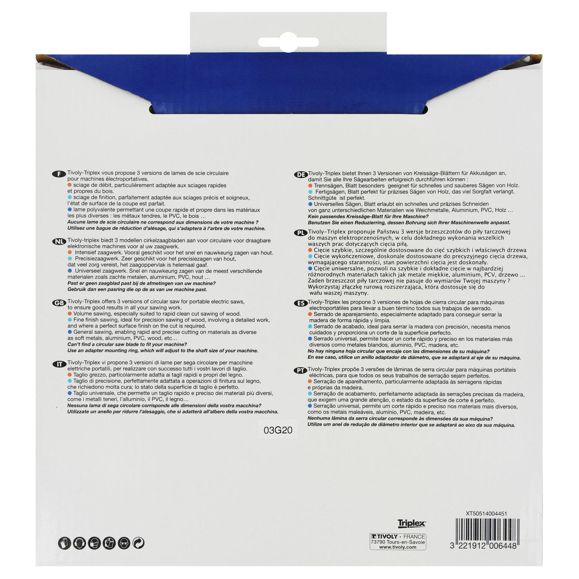 Ø: 250 x Ø2: 30 x Z: 48 / Hojas de sierra circular -Acabado -Para madera dura, estratificada y parqué -Uso en sierra portátil (Funda cartón)