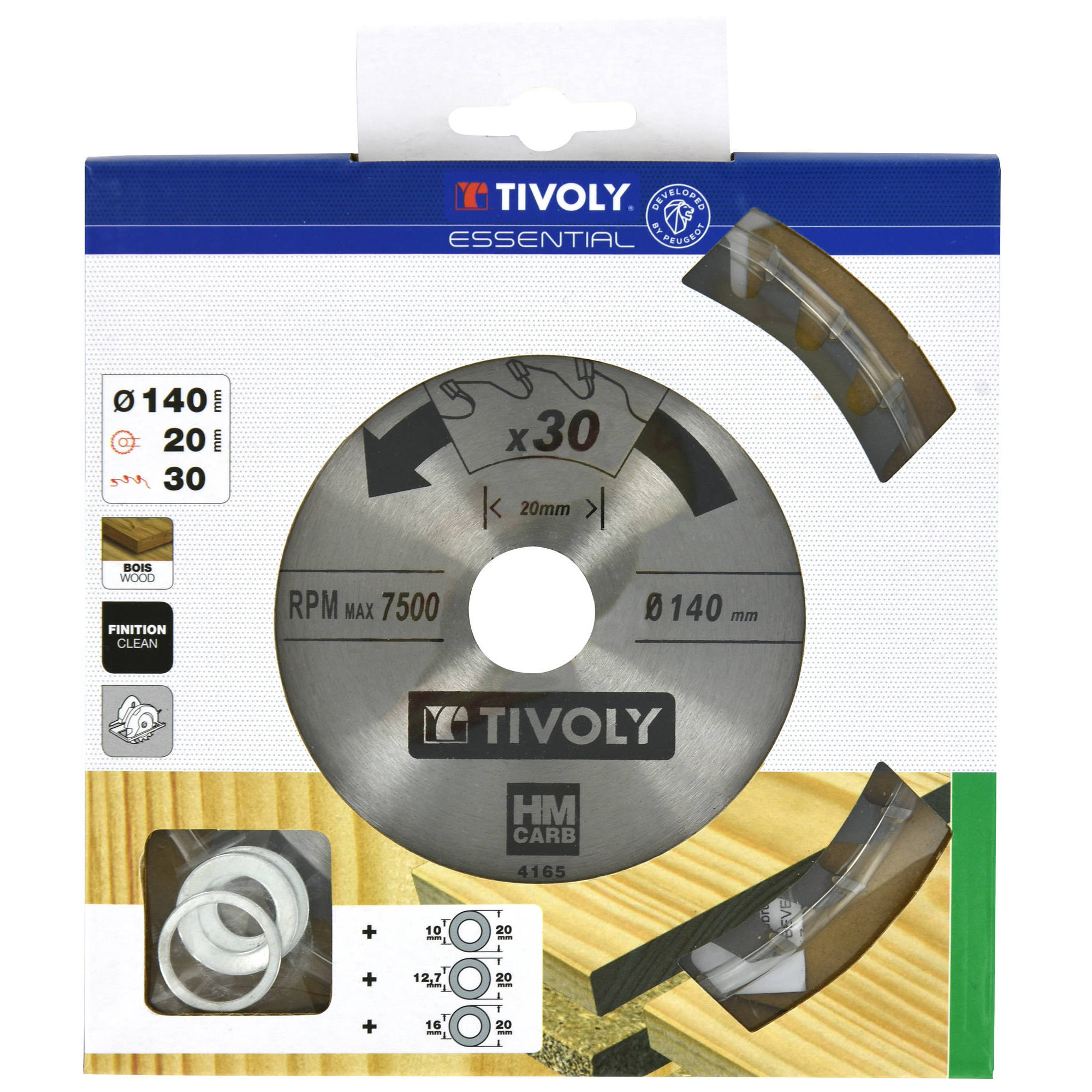 Ø: 140 x Ø2: 20 x Z: 30 / Hojas de sierra circular -Acabado -Para madera dura, estratificada y parqué -Uso en sierra portátil (Funda cartón)