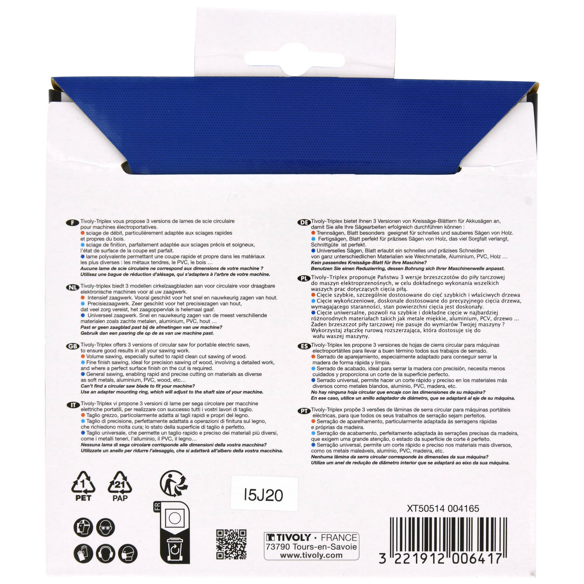 Ø: 140 x Ø2: 20 x Z: 30 / Hojas de sierra circular -Acabado -Para madera dura, estratificada y parqué -Uso en sierra portátil (Funda cartón)