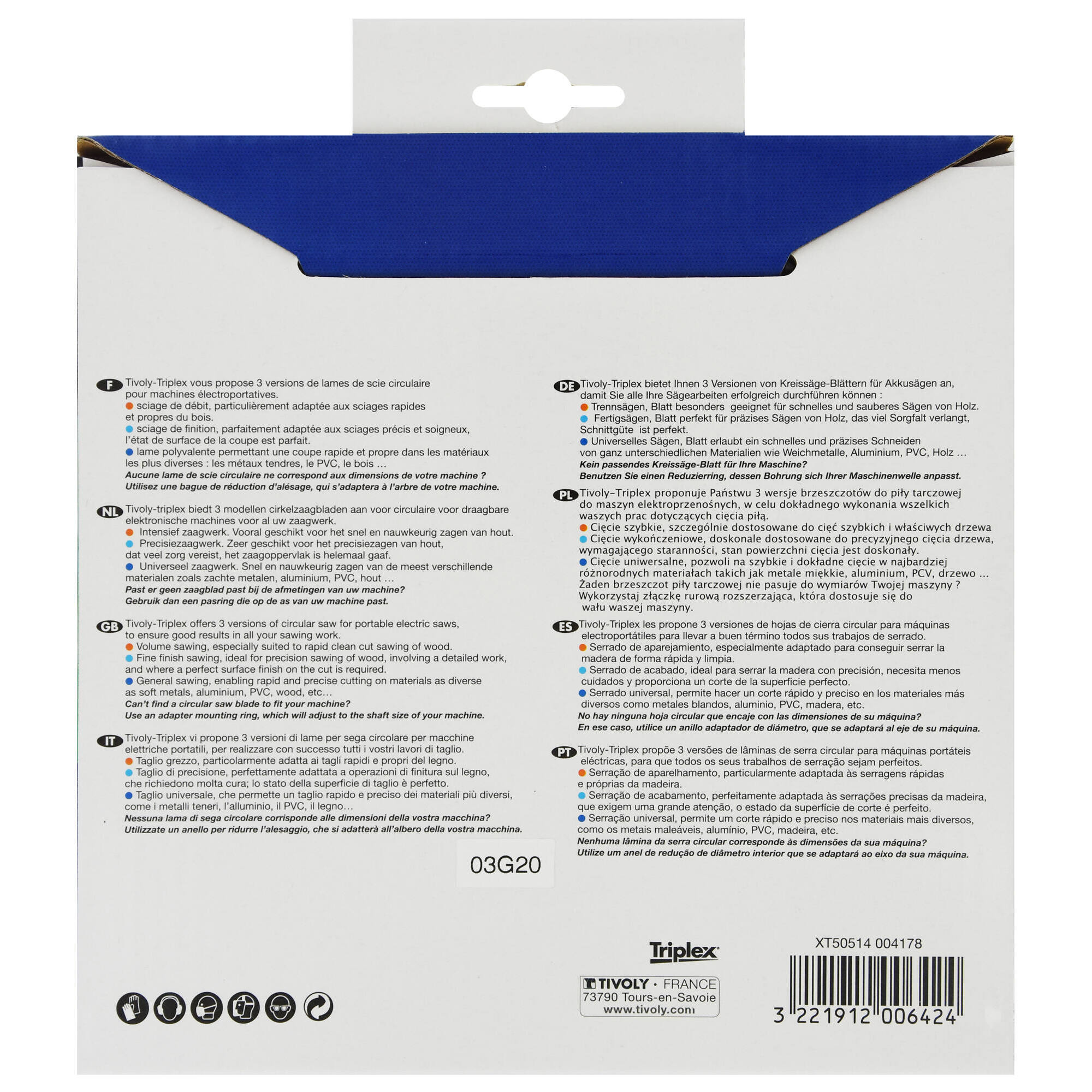 Ø: 184 x Ø2: 30 x Z: 40 / Hojas de sierra circular -Acabado -Para madera dura, estratificada y parqué -Uso en sierra portátil (Funda cartón)