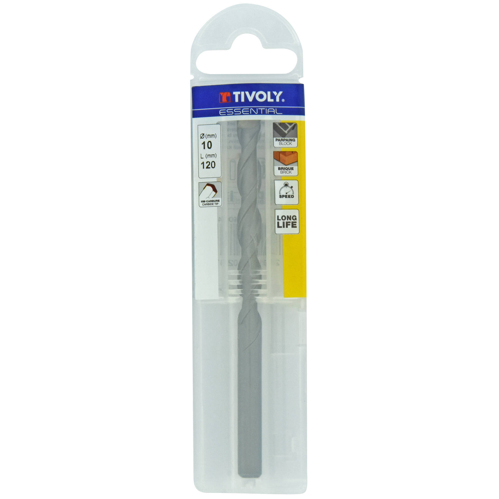 Ø: 10 / Broca para hormigón -Mango cilíndrico (Funda plástico) / L: 120