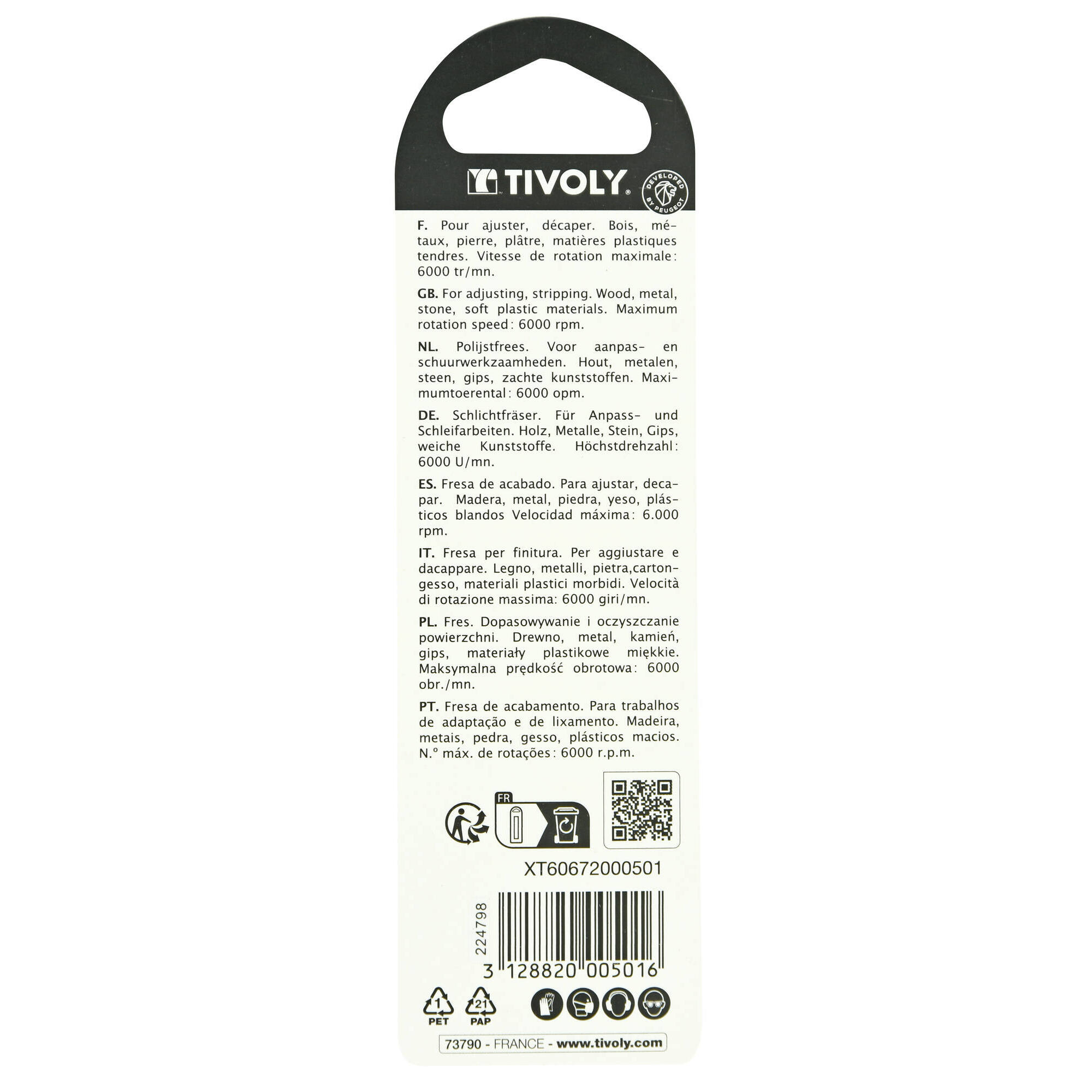 Escofina con mango cabeza plana Ø6 mm