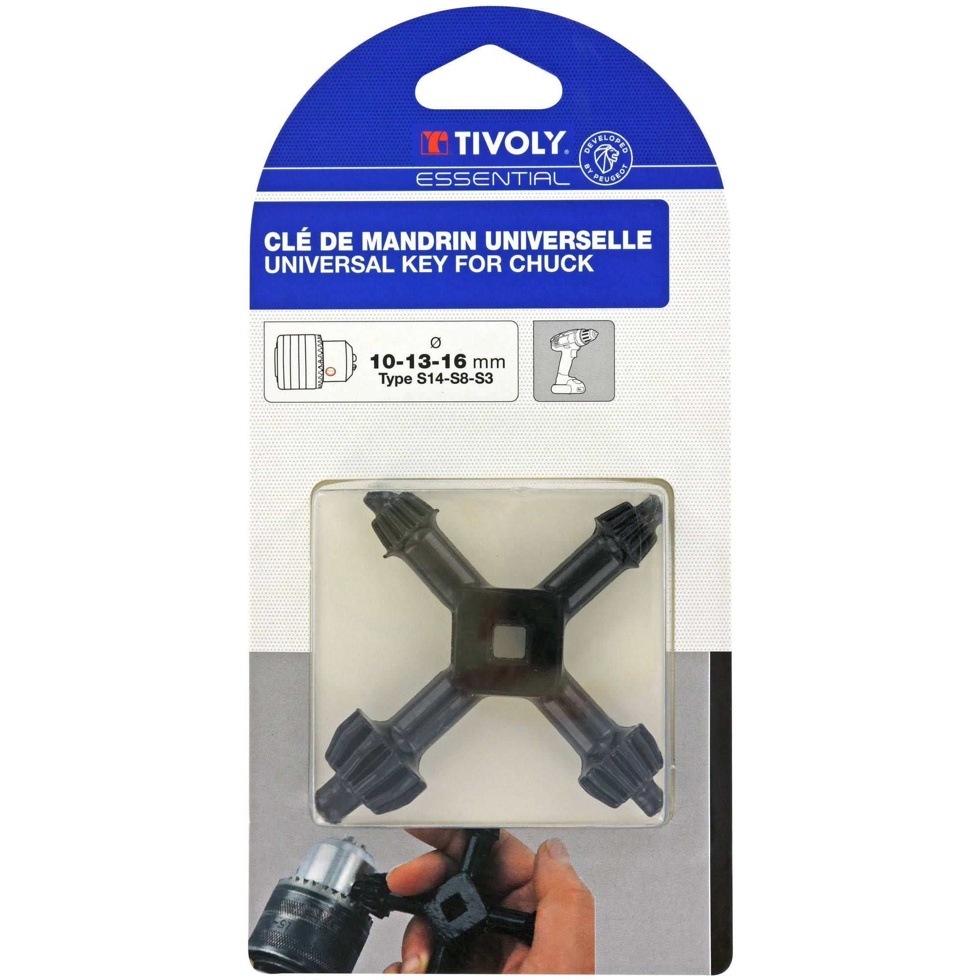 Llave de portabrocas universal Ø 10- 13- 16 mm