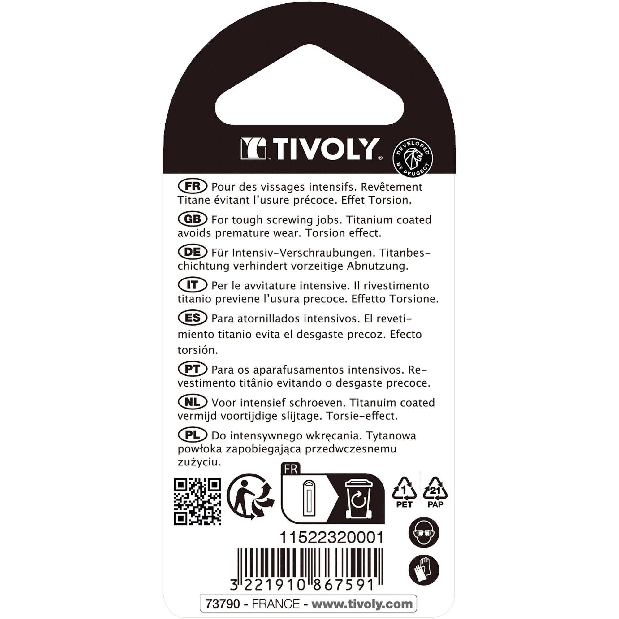 Punta de atornillar -Torsión TiN -Para tornillo Phillips (Blíster) N°: N1-2-3 / L: 25