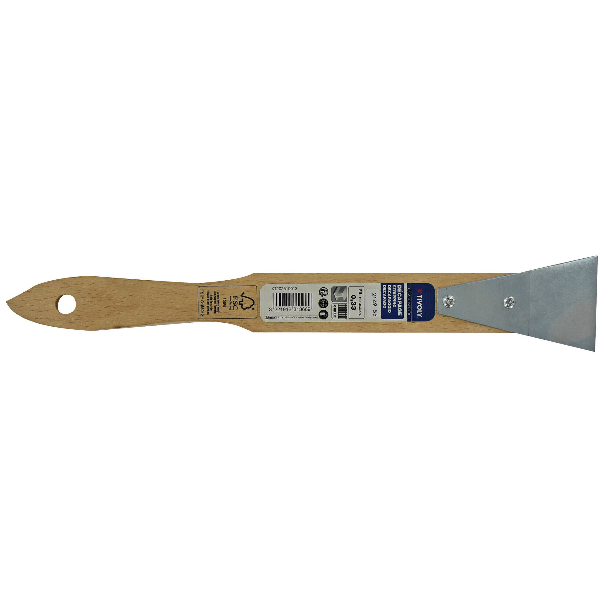 Cepillo con mango de madera + rascador (Granel) / Acero redondo / 0.33