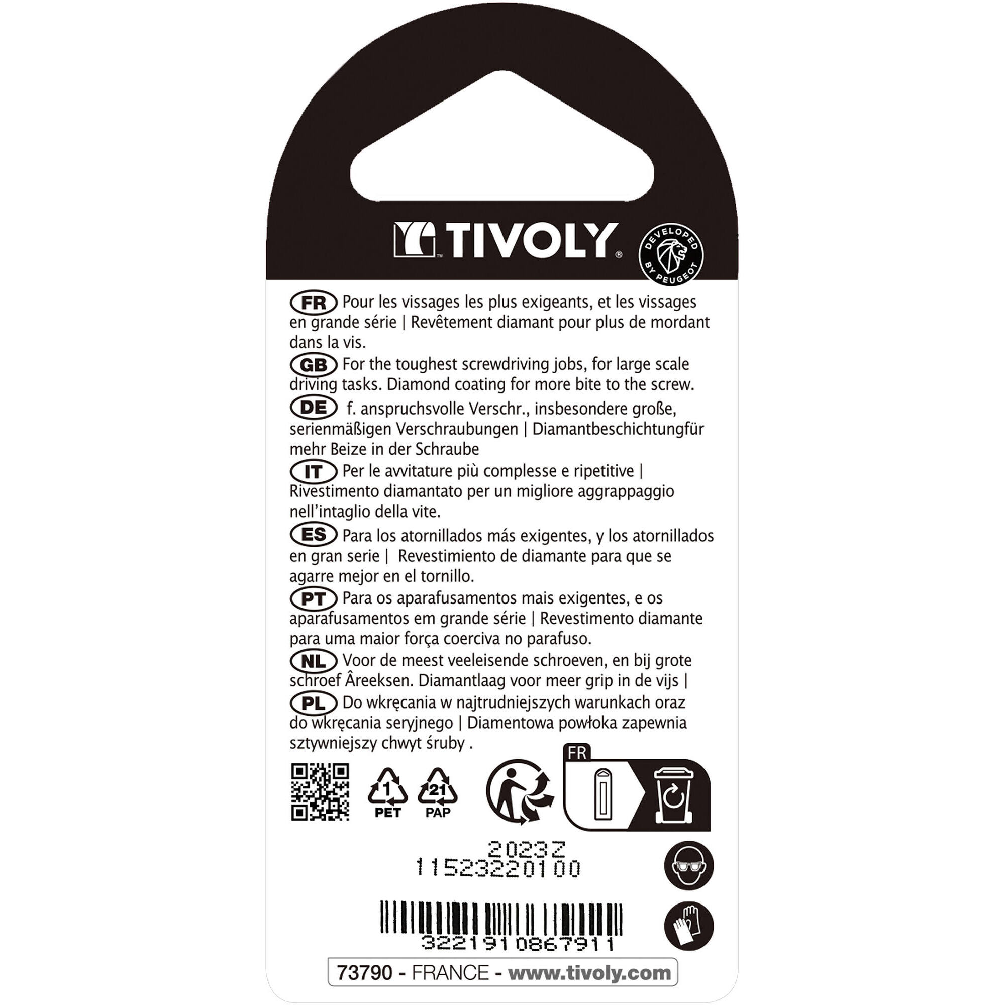 Punta de atornillar -Torsión diamante IMPACTO -Para tornillo Pozidriv (Blíster) N°: N1 / L: 25