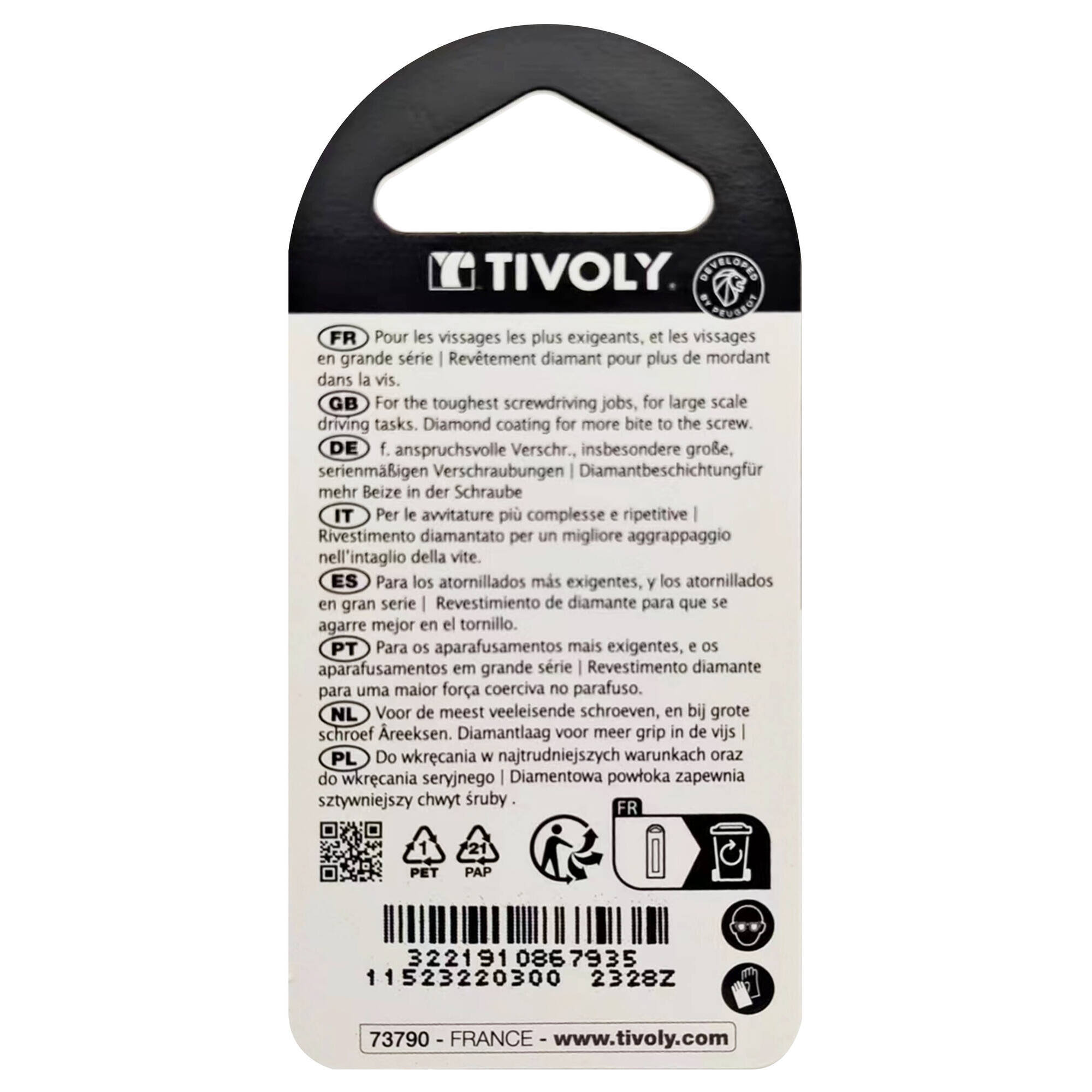 Punta de atornillar -Torsión diamante IMPACTO -Para tornillo Pozidriv (Blíster) N°: N3 / L: 25