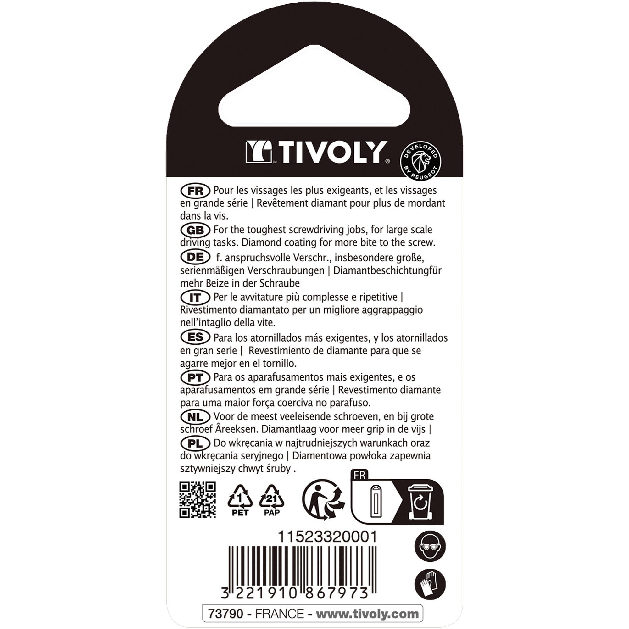 Punta de atornillar -Torsión diamante IMPACTO -Para tornillo Phillips (Blíster) N°: N1-2-3 / L: 25