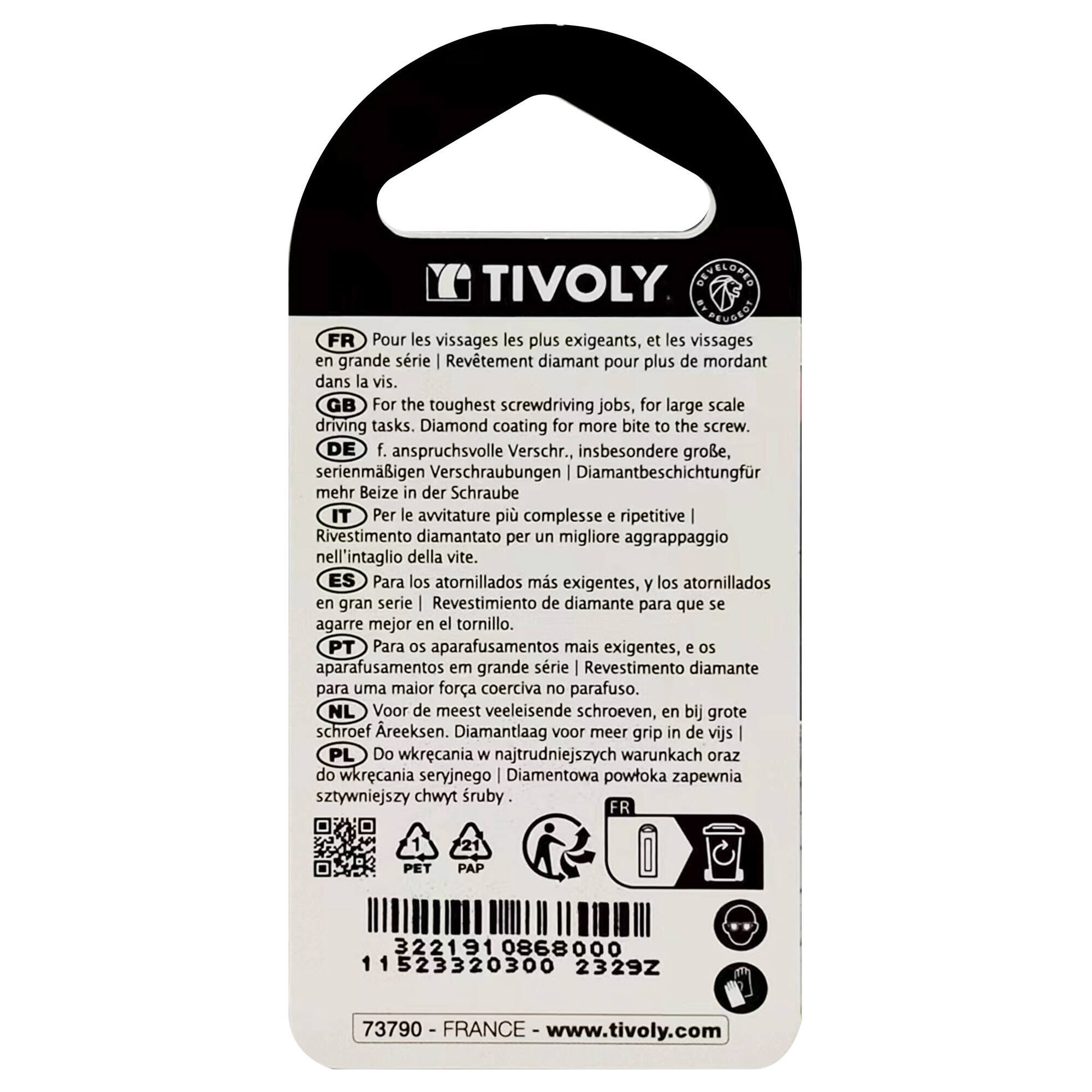 Punta de atornillar -Torsión diamante IMPACTO -Para tornillo Phillips (Blíster) N°: N3 / L: 25