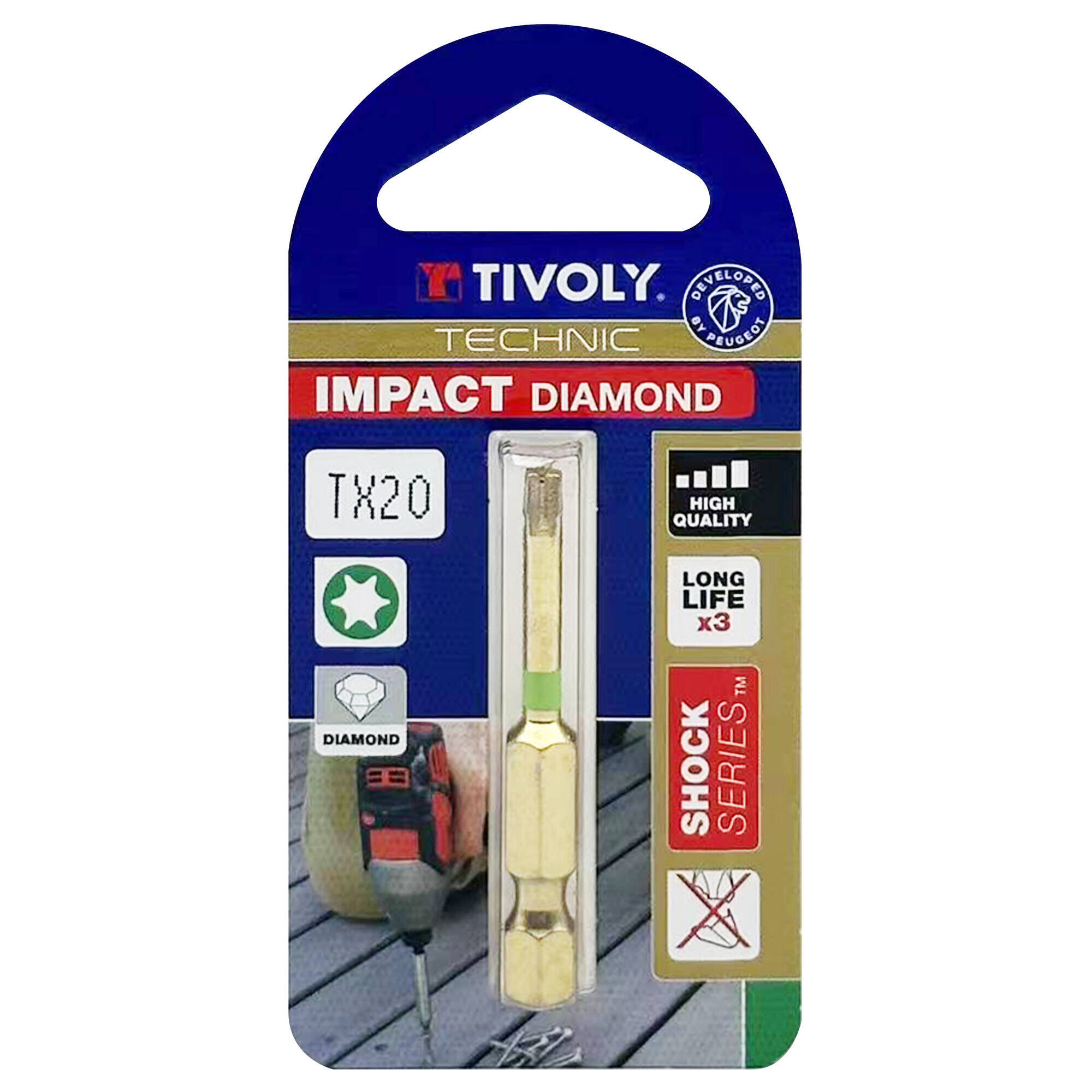 Punta de atornillar -Torsión diamante IMPACTO -Para tornillo Torx (Blíster) N°: N20 / L: 50