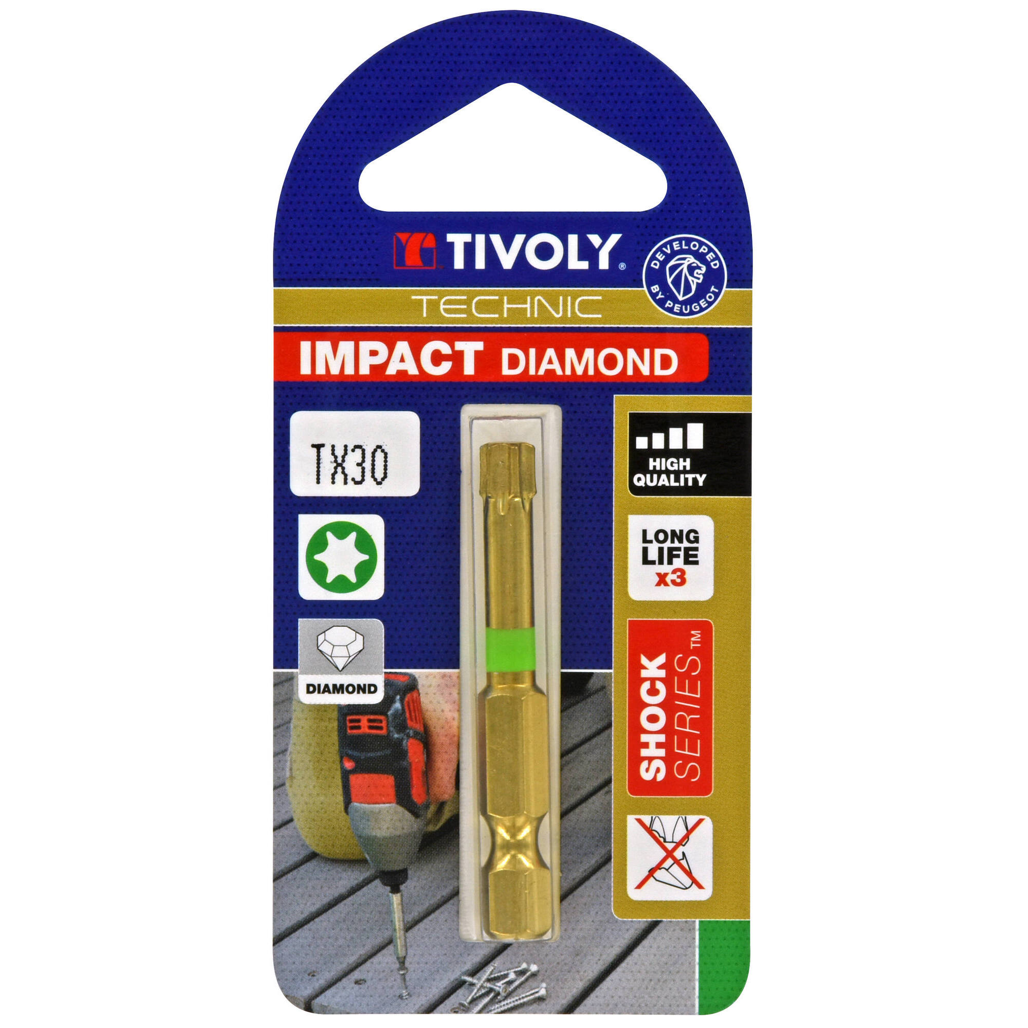 Punta de atornillar -Torsión diamante IMPACTO -Para tornillo Torx (Blíster) N°: N30 / L: 50