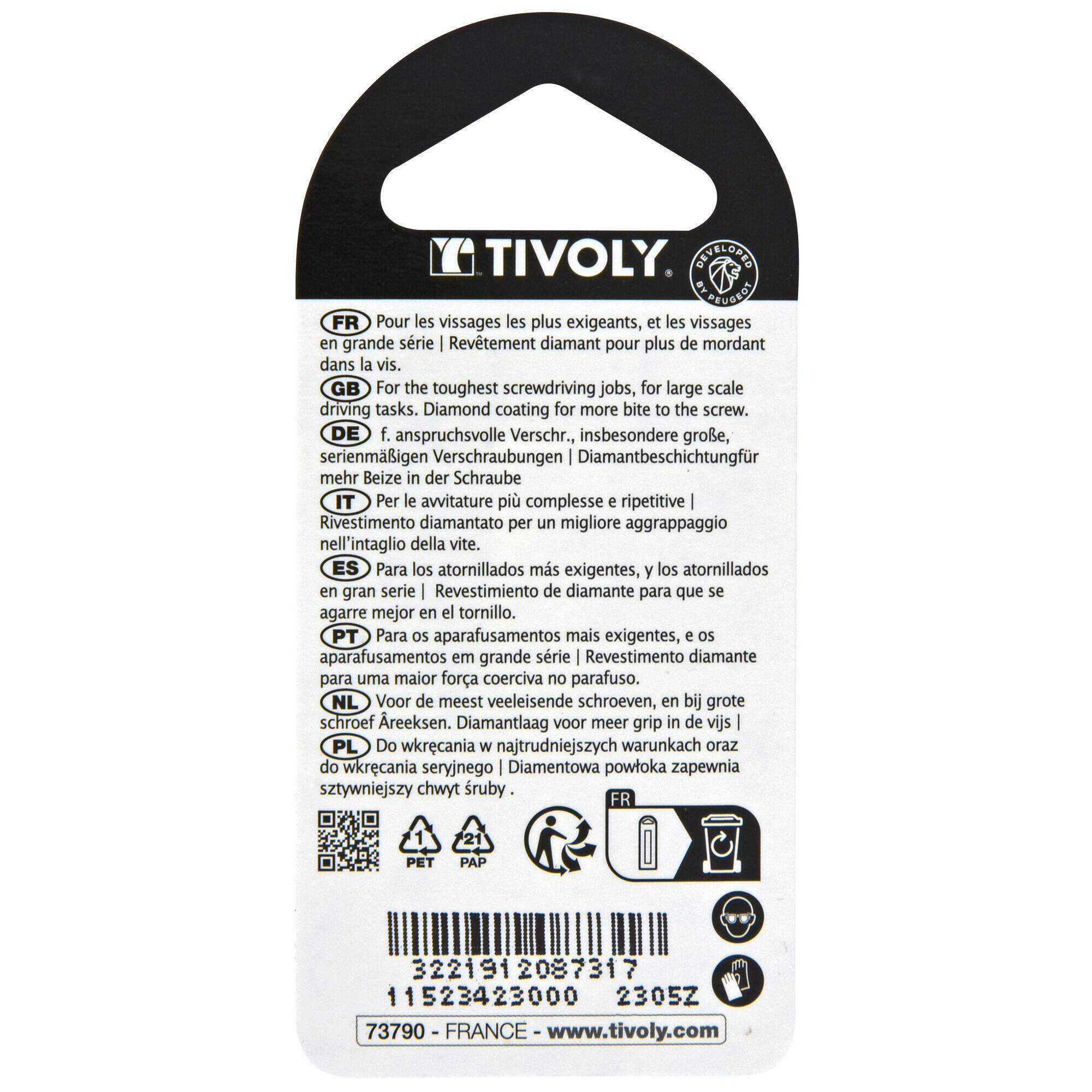 Punta de atornillar -Torsión diamante IMPACTO -Para tornillo Torx (Blíster) N°: N30 / L: 50