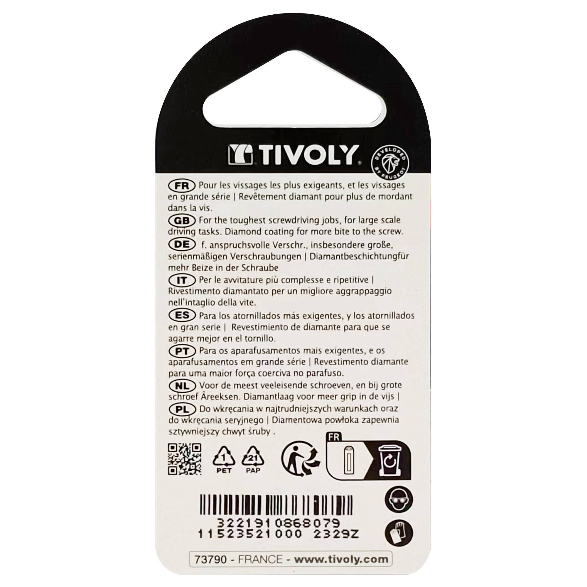 Punta de atornillar -Torsión diamante IMPACTO -Para tornillo Torx (Blíster) N°: N10 / L: 25