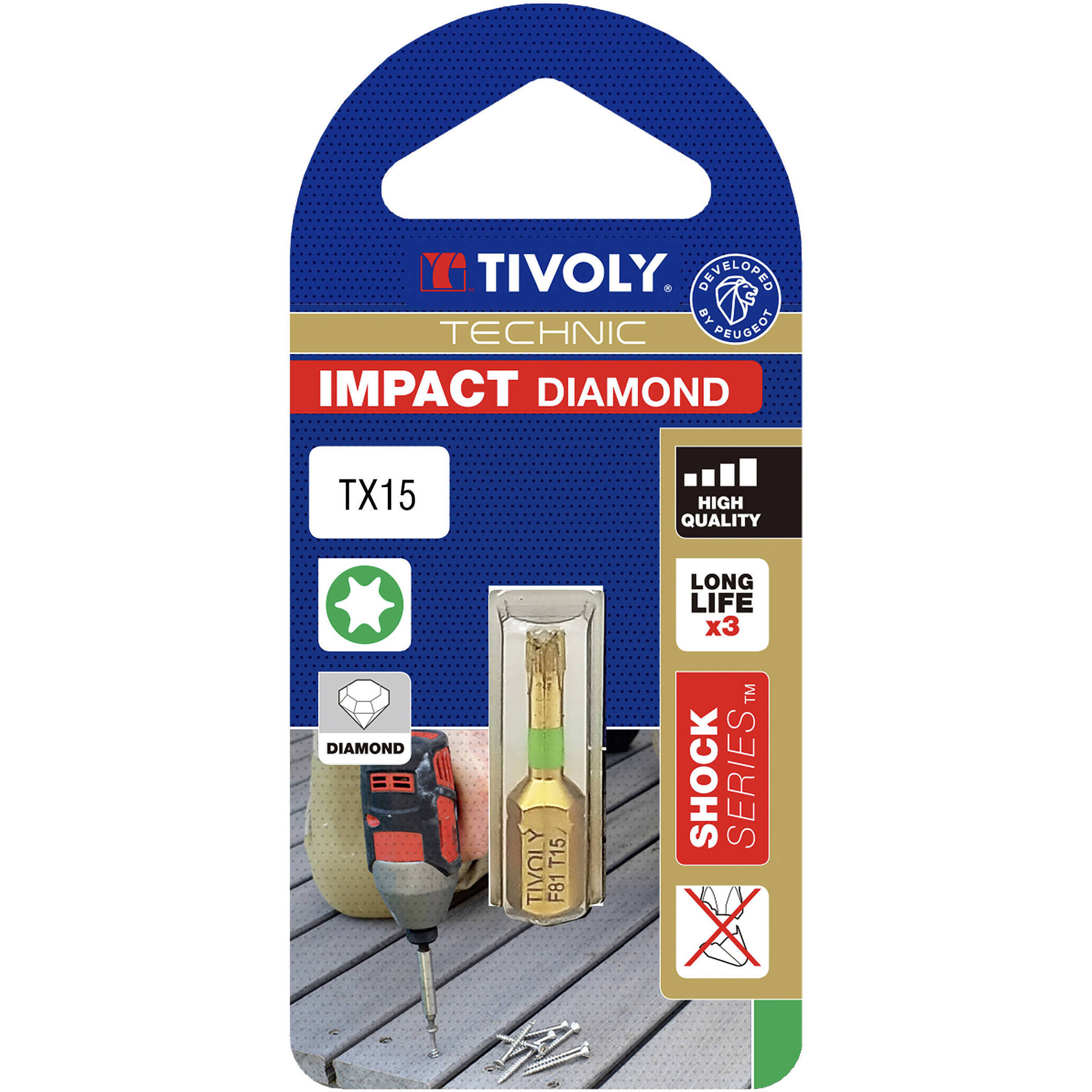 Punta de atornillar -Torsión diamante IMPACTO -Para tornillo Torx (Blíster) N°: N15 / L: 25