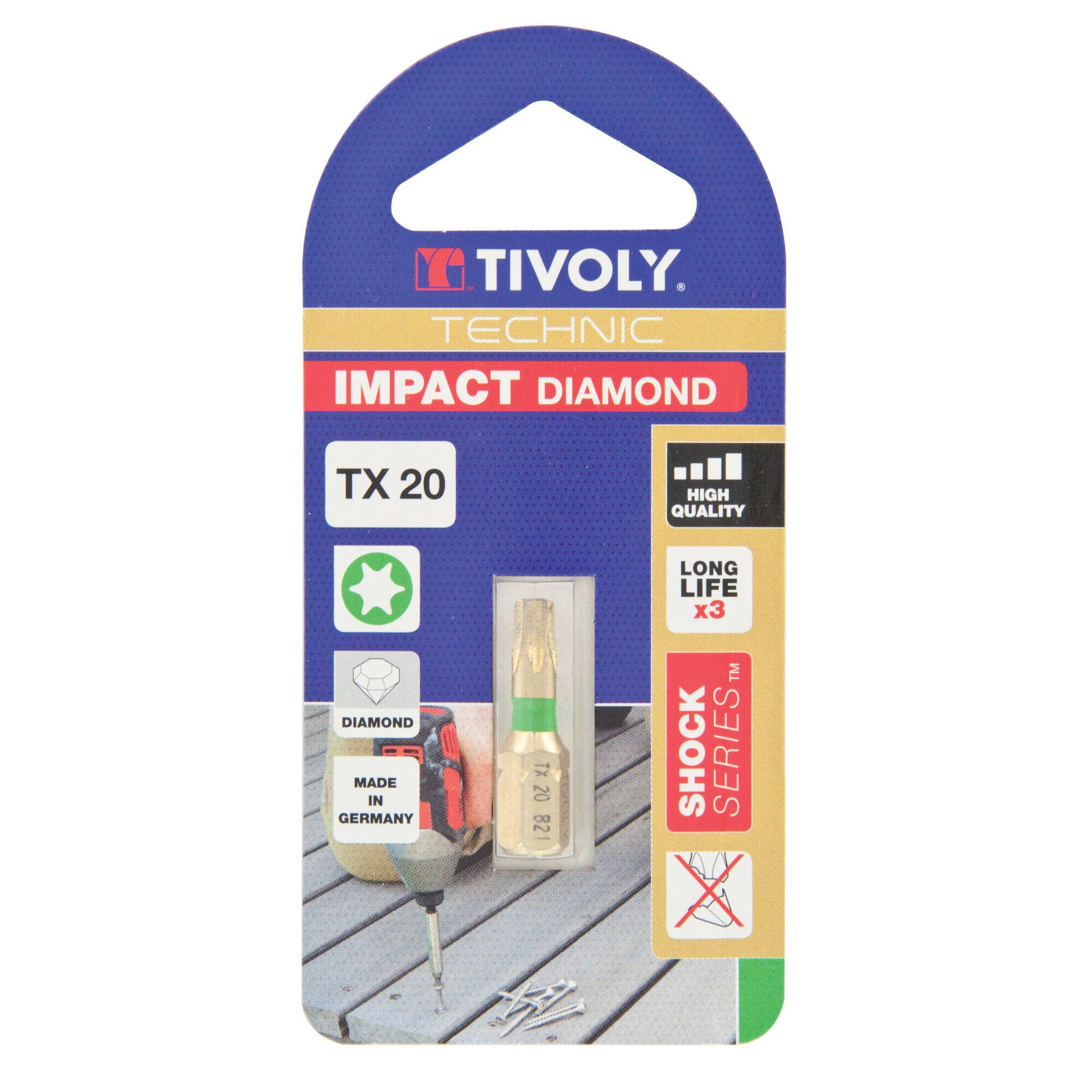 Punta de atornillar -Torsión diamante IMPACTO -Para tornillo Torx (Blíster) N°: N20 / L: 25