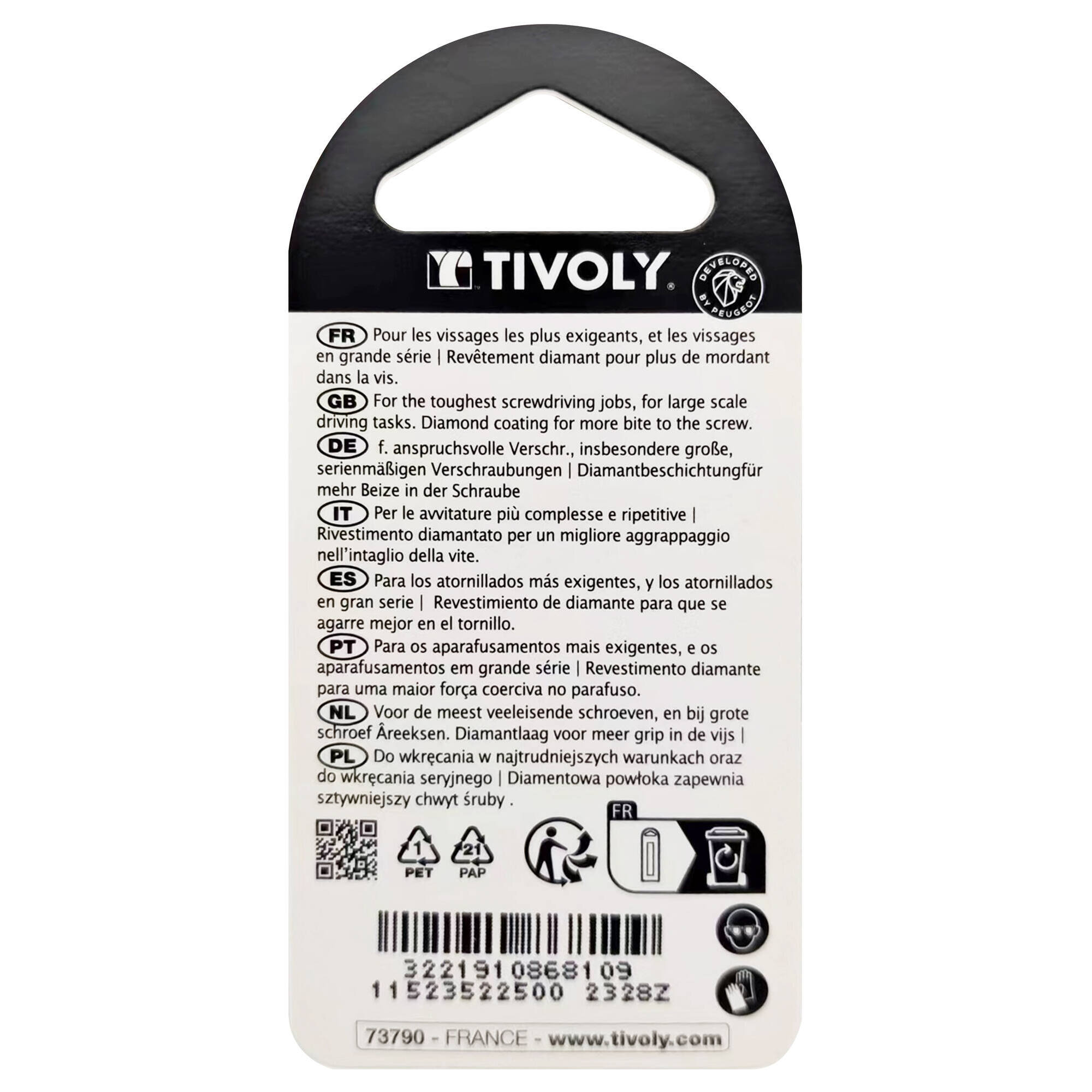 Punta de atornillar -Torsión diamante IMPACTO -Para tornillo Torx (Blíster) N°: N25 / L: 25