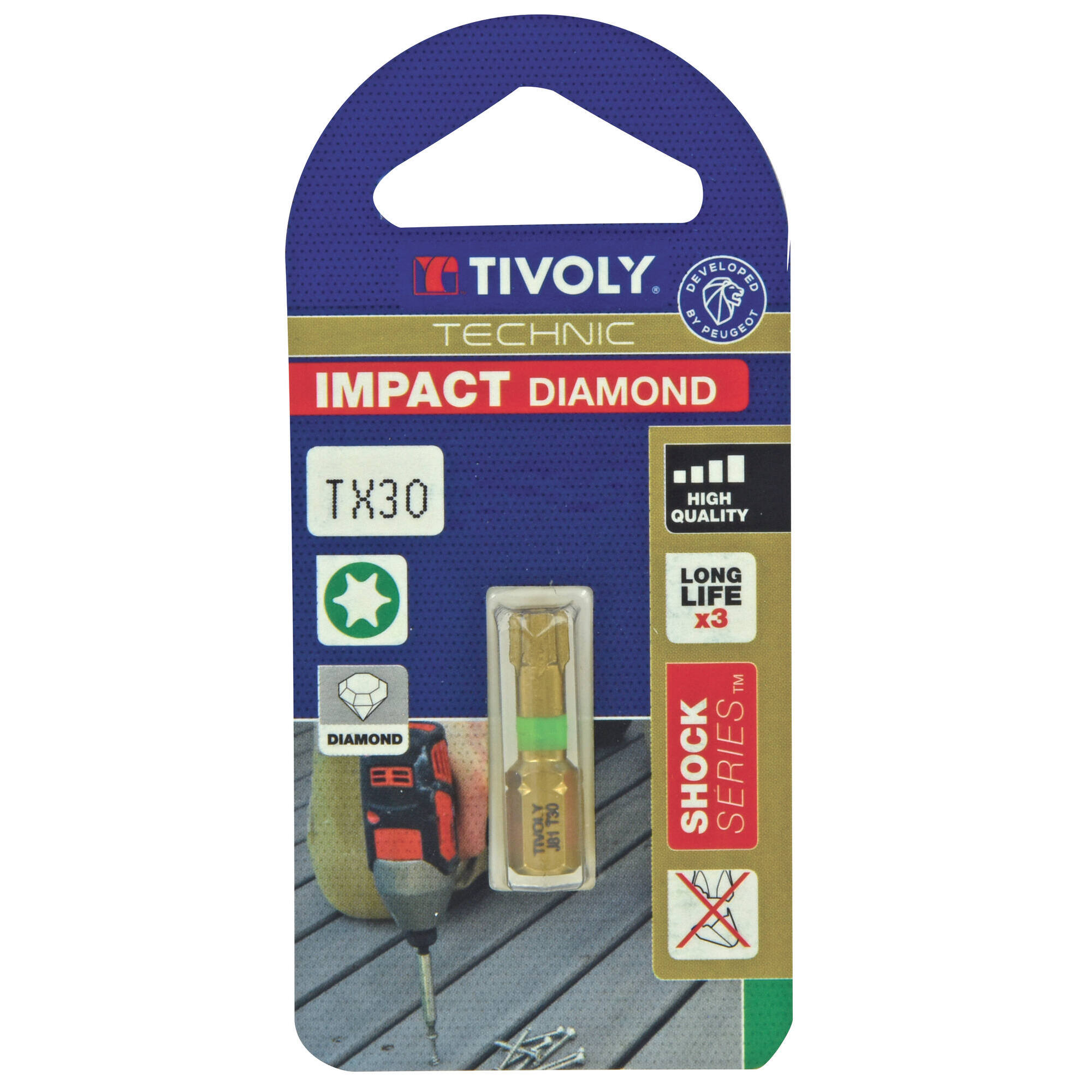 Punta de atornillar -Torsión diamante IMPACTO -Para tornillo Torx (Blíster) N°: N30 / L: 25