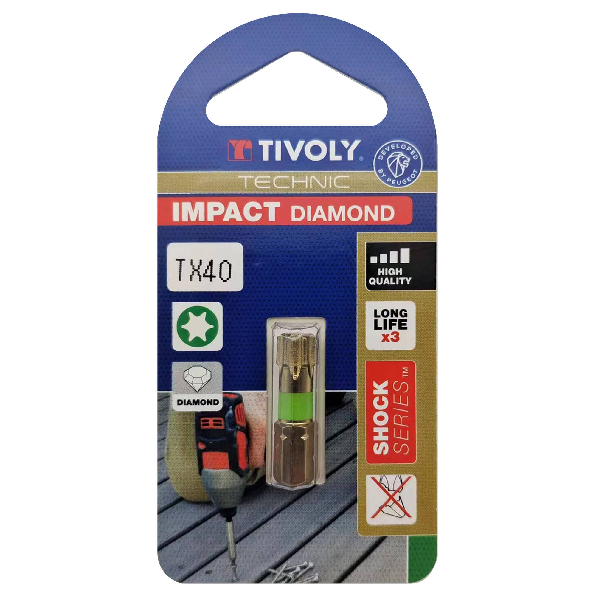 Punta de atornillar -Torsión diamante IMPACTO -Para tornillo Torx (Blíster) N°: N40 / L: 25