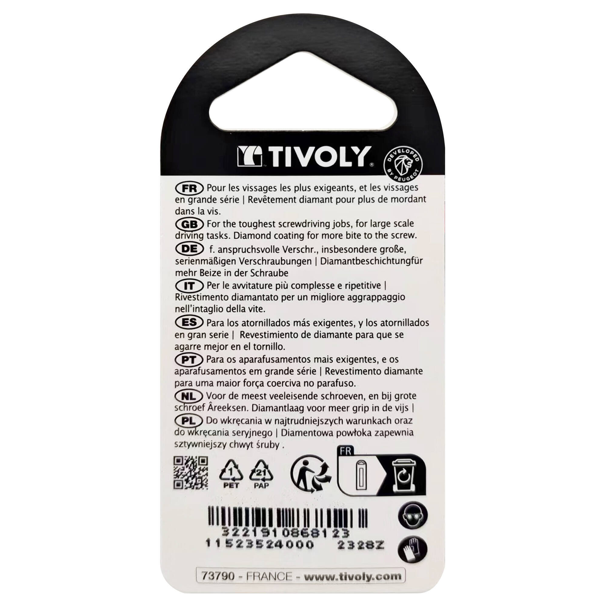 Punta de atornillar -Torsión diamante IMPACTO -Para tornillo Torx (Blíster) N°: N40 / L: 25