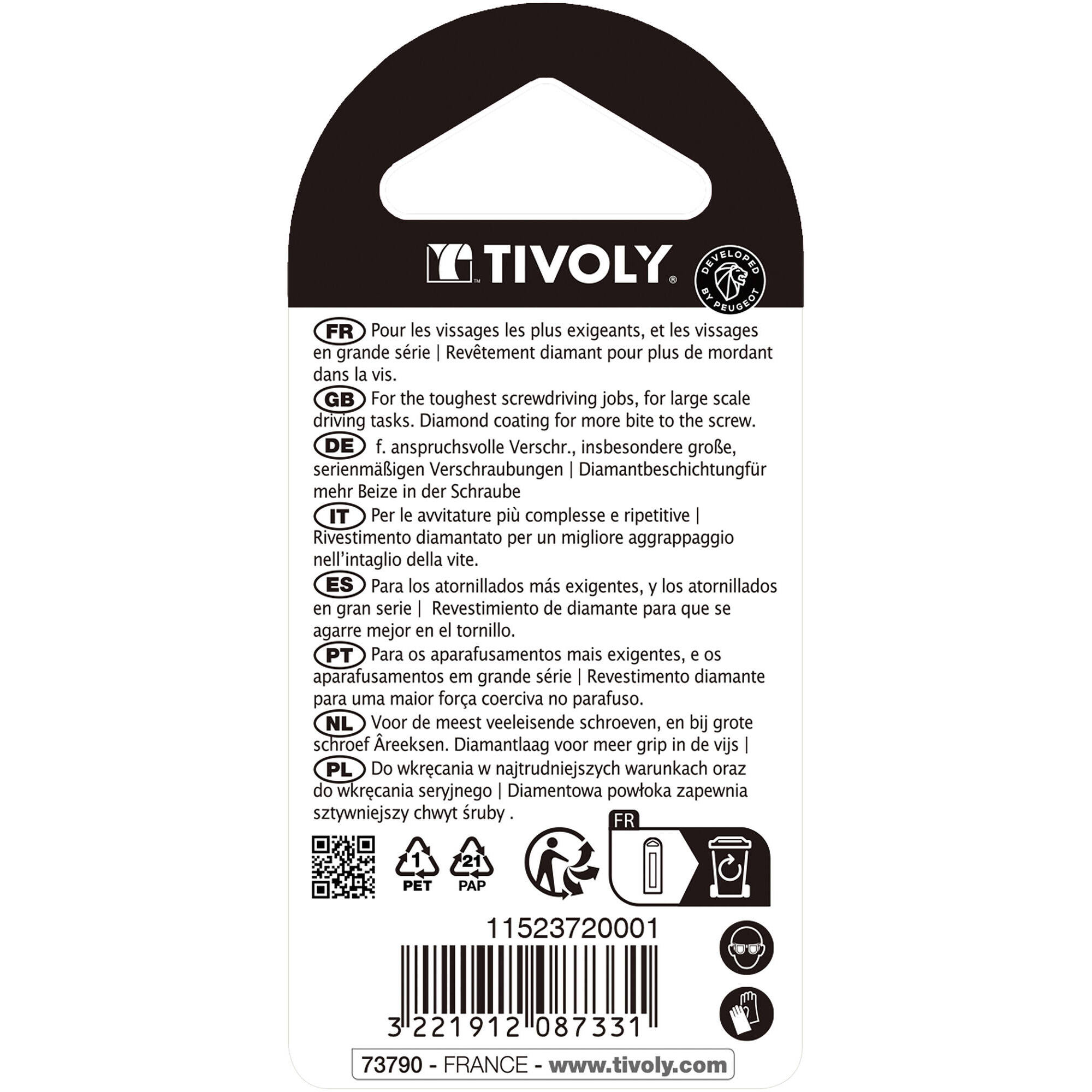 Punta de atornillar -Torsión diamante IMPACTO -Para tornillo Pozidriv (Blíster) N°: N1-2-3 / L: 50