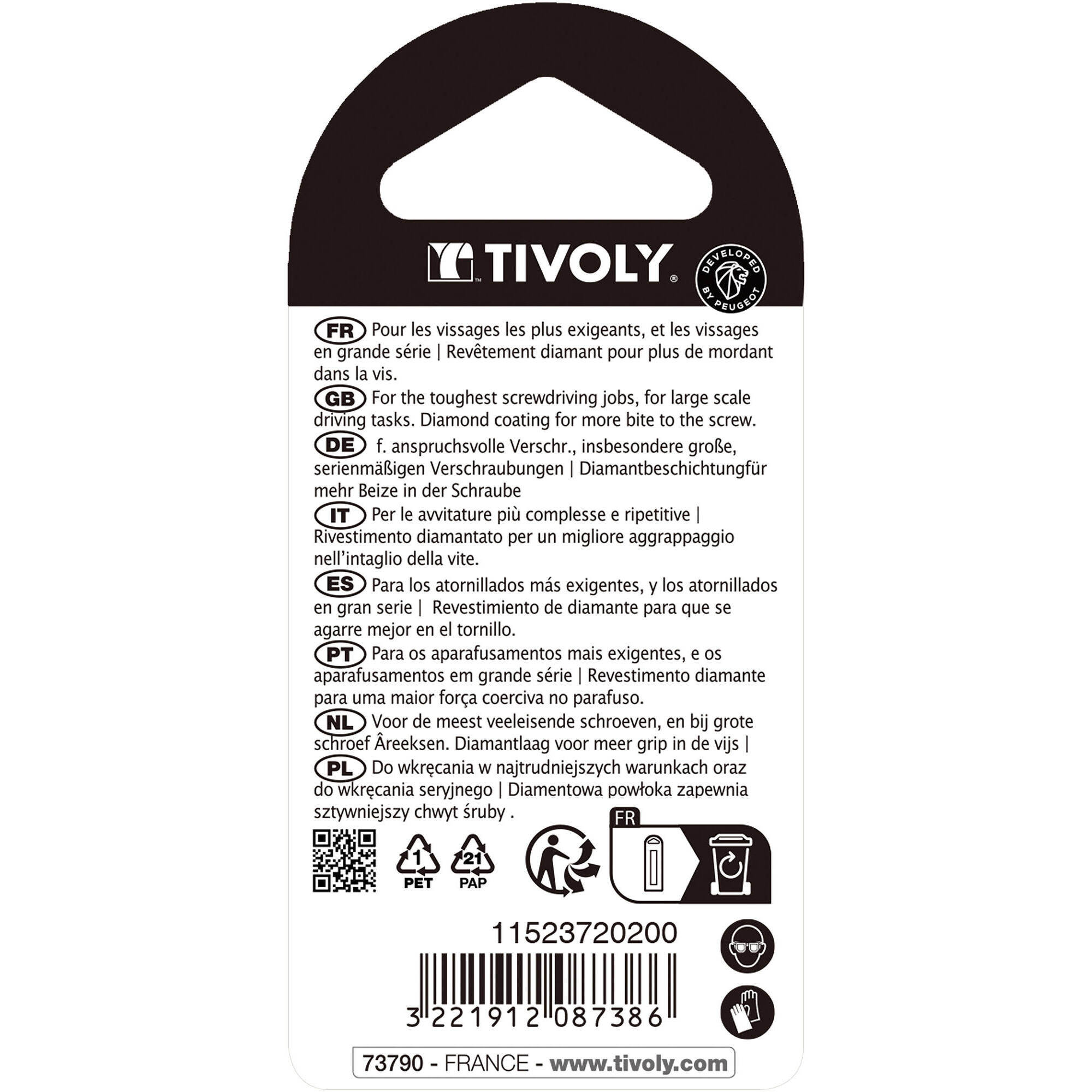 Punta de atornillar -Torsión diamante IMPACTO -Para tornillo Pozidriv (Blíster) N°: N2 / L: 50