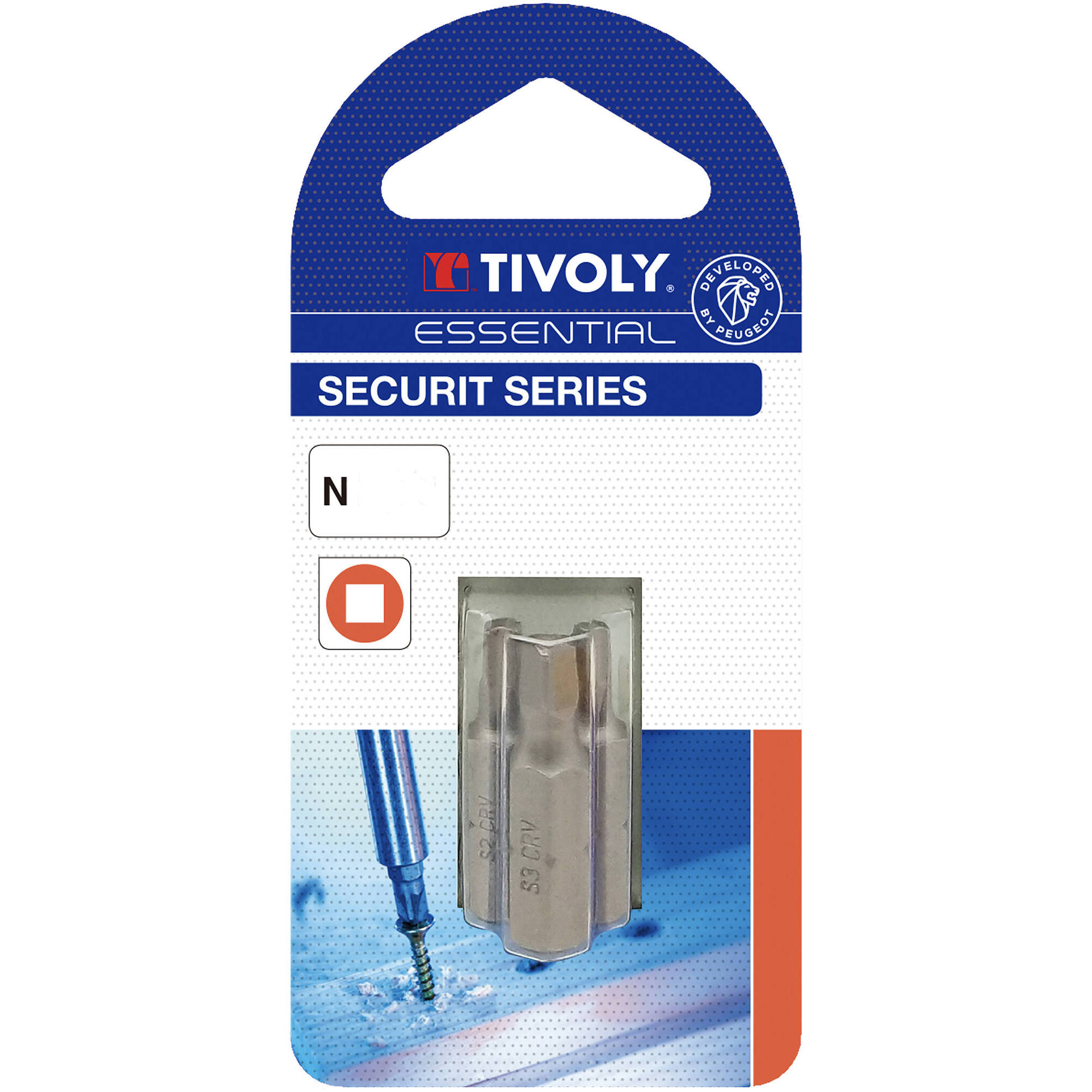 Punta de atornillar -Tornillo de seguridad -Para tornillo cuadrado (Blíster) N°: 1-2-3 / L: 25