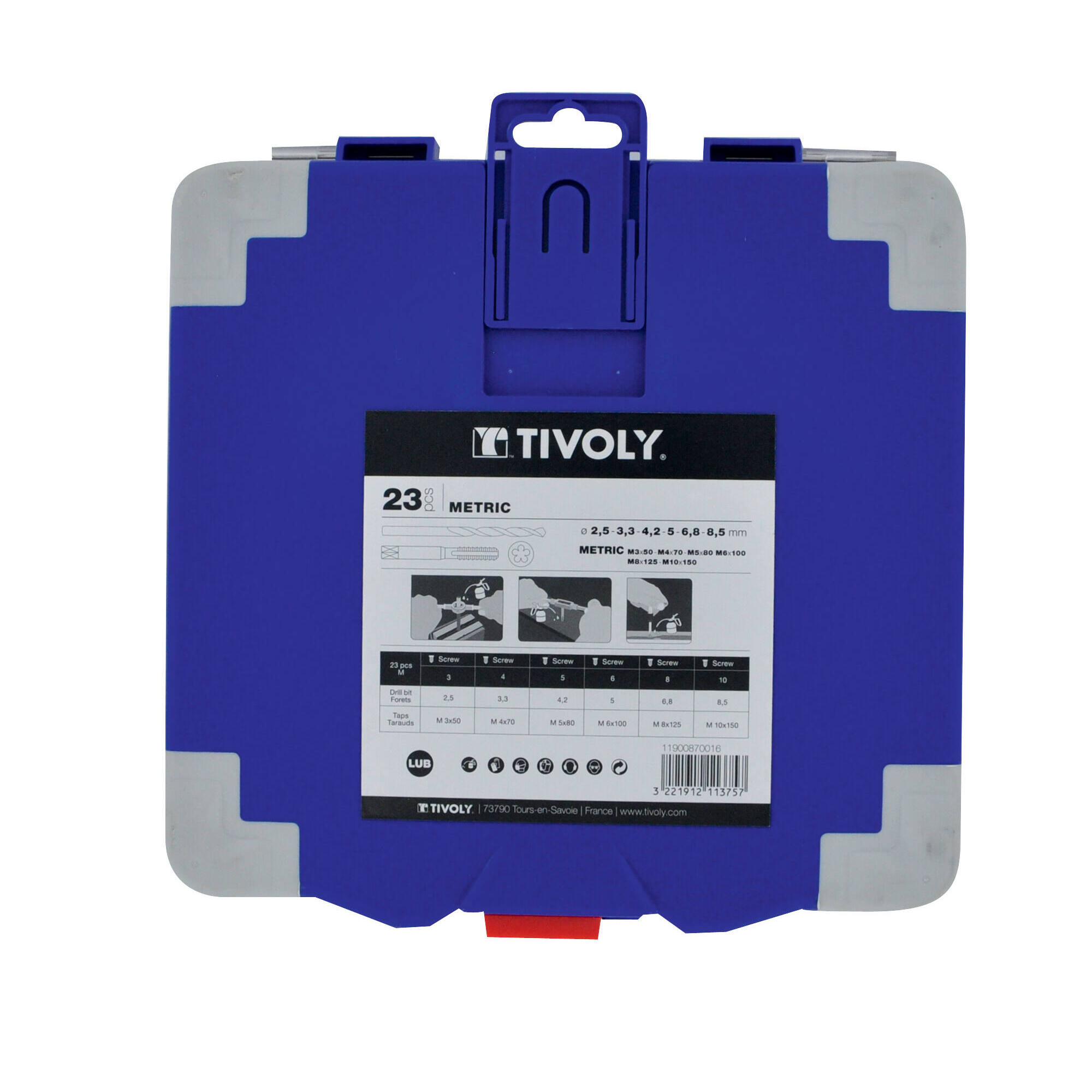 23 piezas -6 machos de roscar HSS + 6 cojinetes HSS M3 a M10 + 2 portamachos + 1 portacojinetes 25,4 + 6 brocas HSSE5 + accesorios