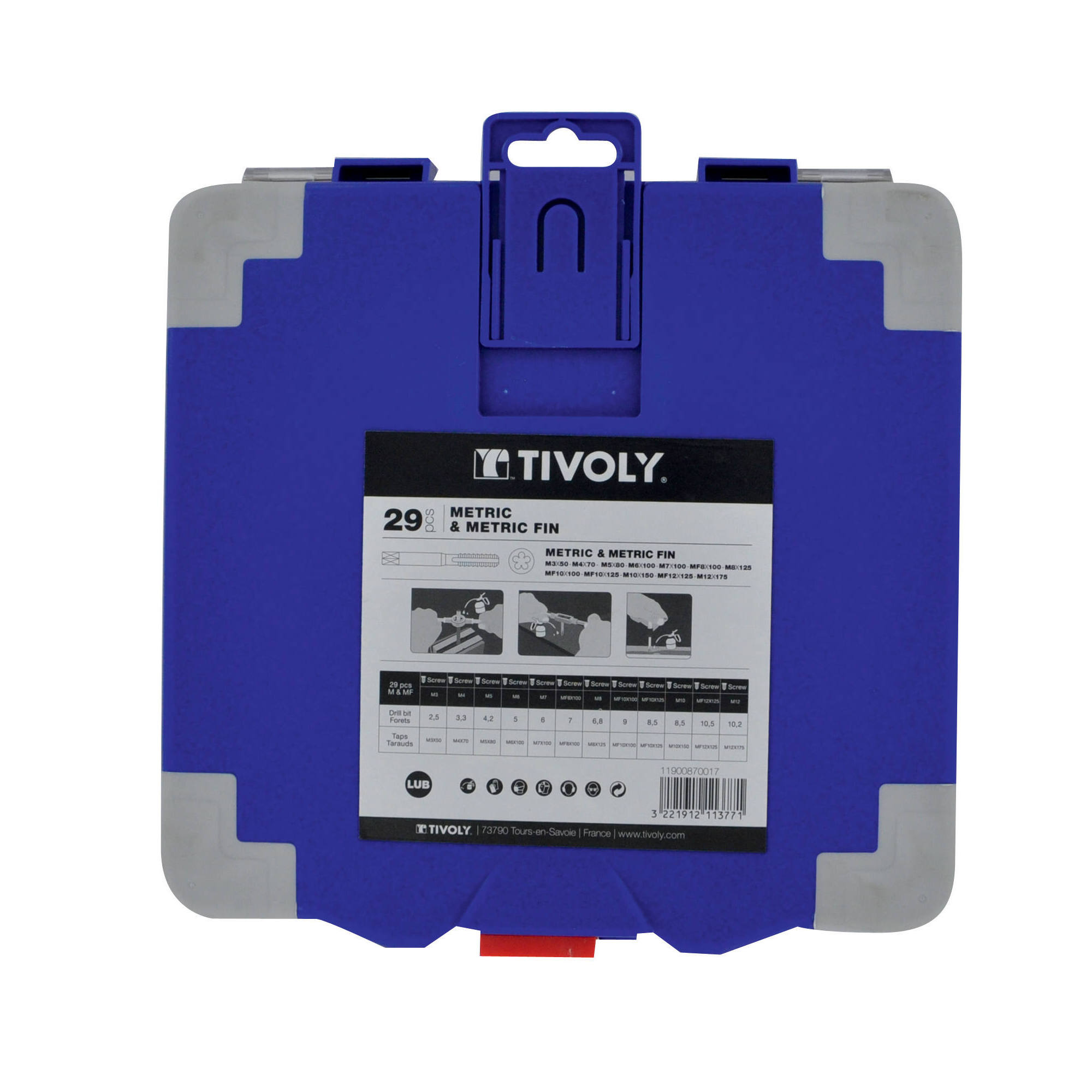 29 piezas - 12 machos de roscar HSS STEAM GUN DIN352 + 12 cojinetes HSS Ø 25,4 M3 a M12 + 2 portamachos + 1 portacojinetes + accesorios