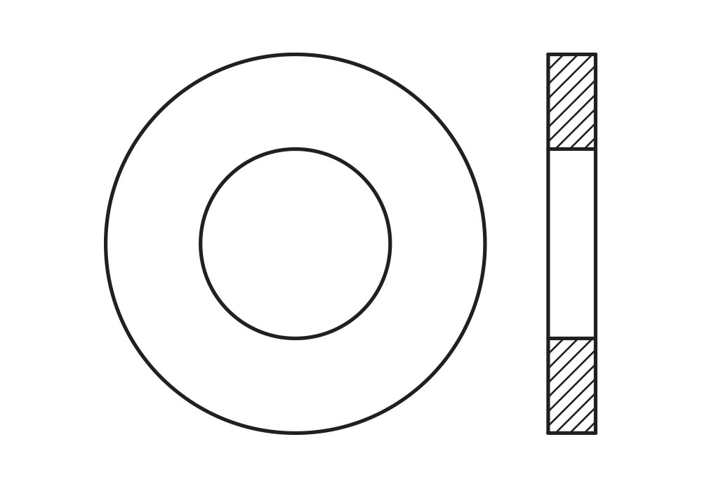 DIN 125 A HV200 ~ ISO 7089, Arandela plana en calidad HV200