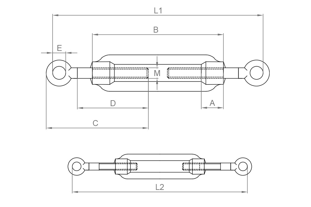 DIN 1480 E-E ZP, Tensor anilla/anilla en acabado zincado