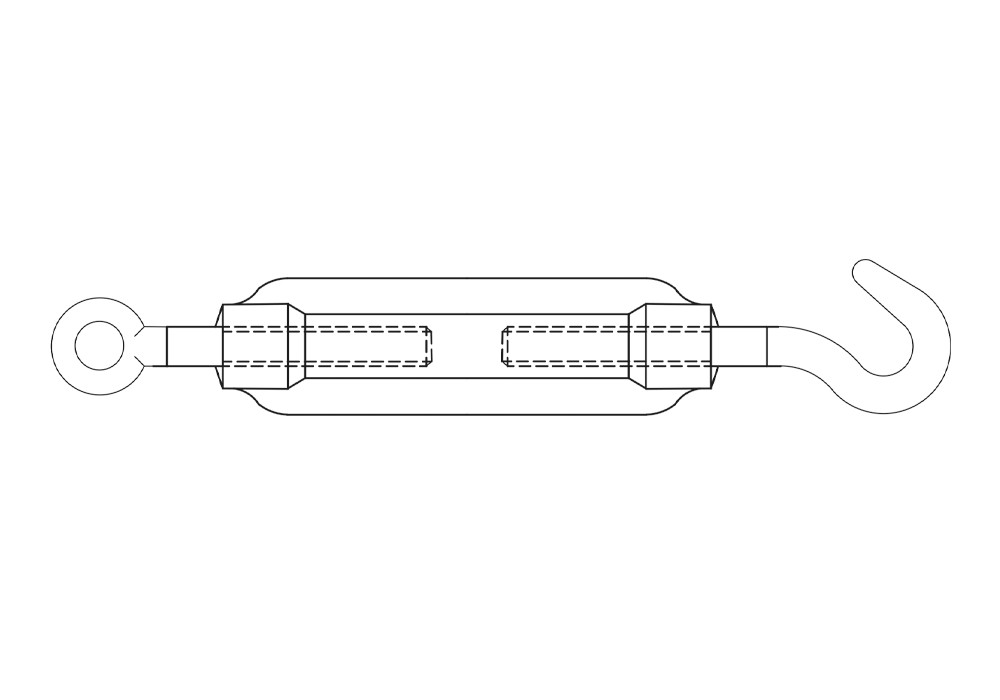 DIN 1480 H-E ZP, Tensor gancho/anilla en acabado zincado