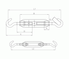 DIN 1480 H-H A4, Tensor gancho/gancho en acero inoxidable A4
