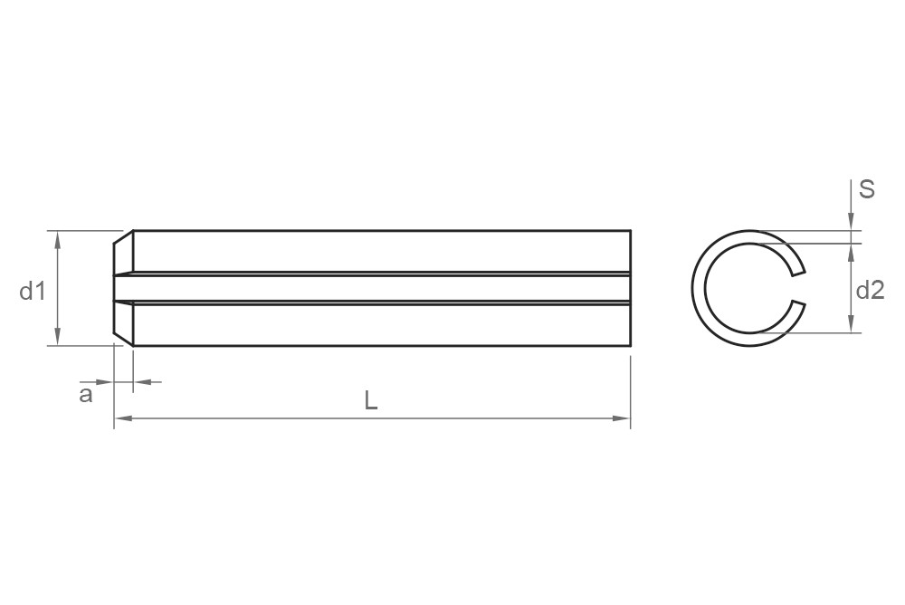 DIN 1481 AISI 420 ~ ISO 8752, Pasador elástico en acero inoxidable AISI 420