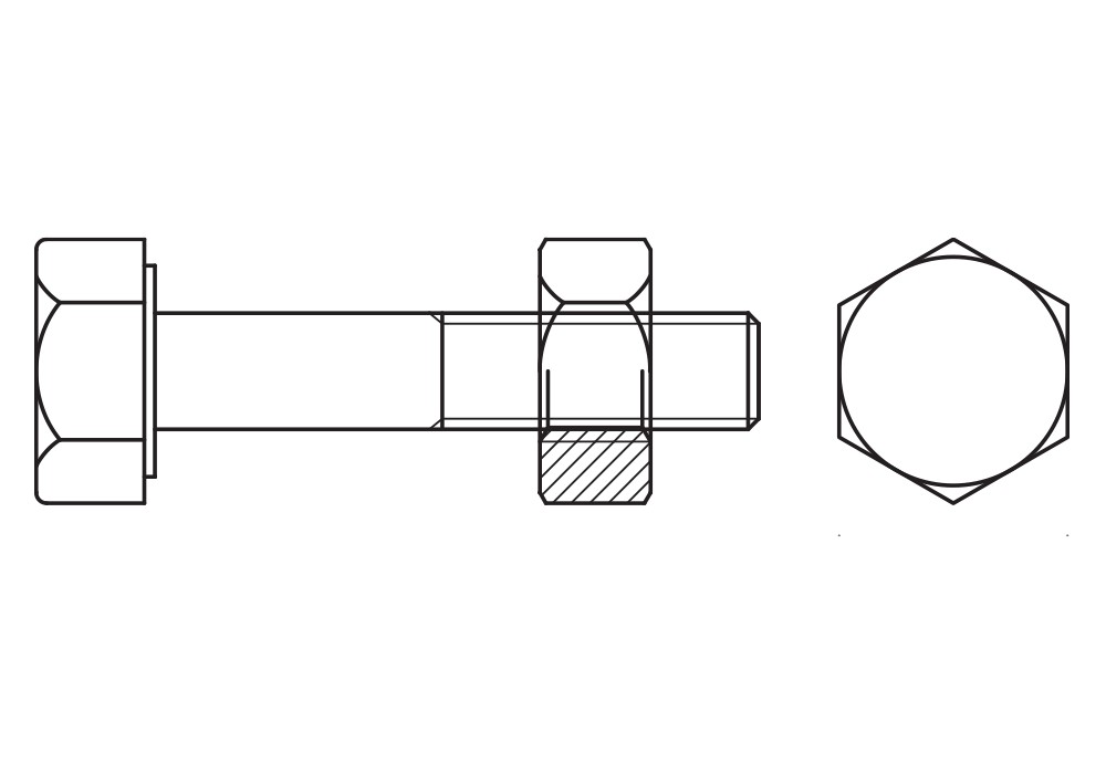 EN 15048 8.8 ZP - SET 4014+4032, (ISO 4014 + ISO 4032) Set de tornillería estructural de alta resistencia para uniones sin precarga con marcado CE, acabado zincado y calidad 8.8
