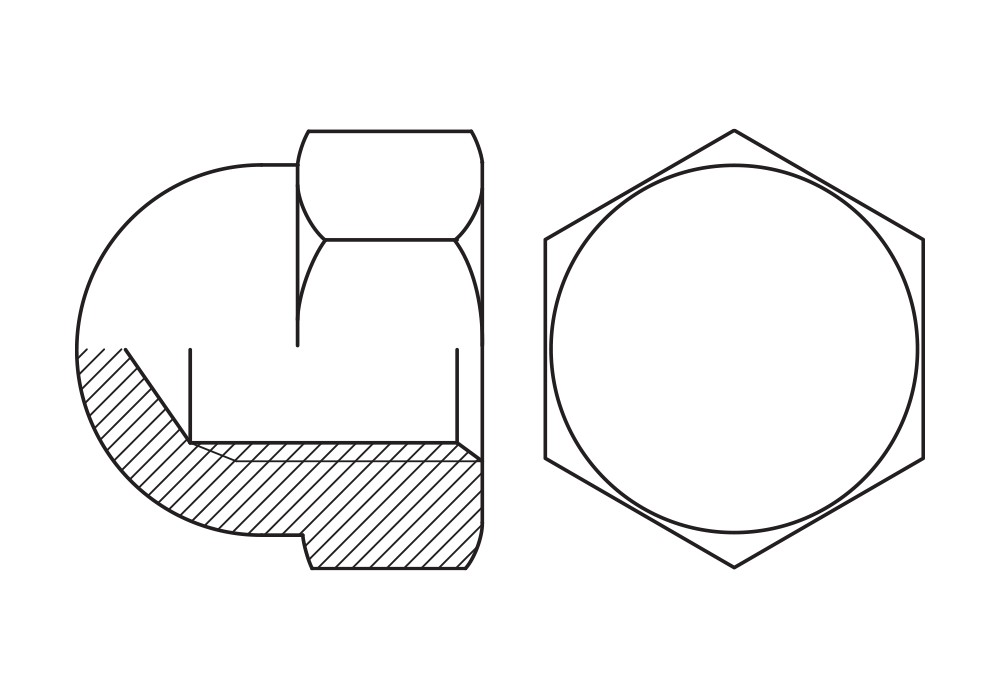 DIN 1587 BR, Tuerca ciega en latón