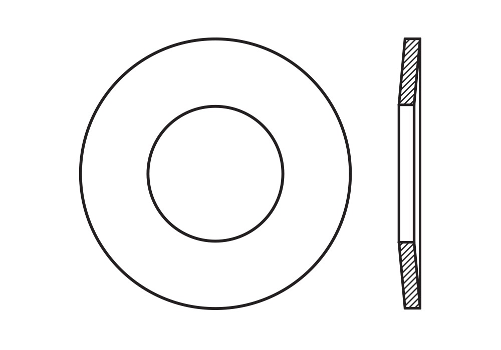 DIN 2093A, Arandela Belleville de diámetro exterior