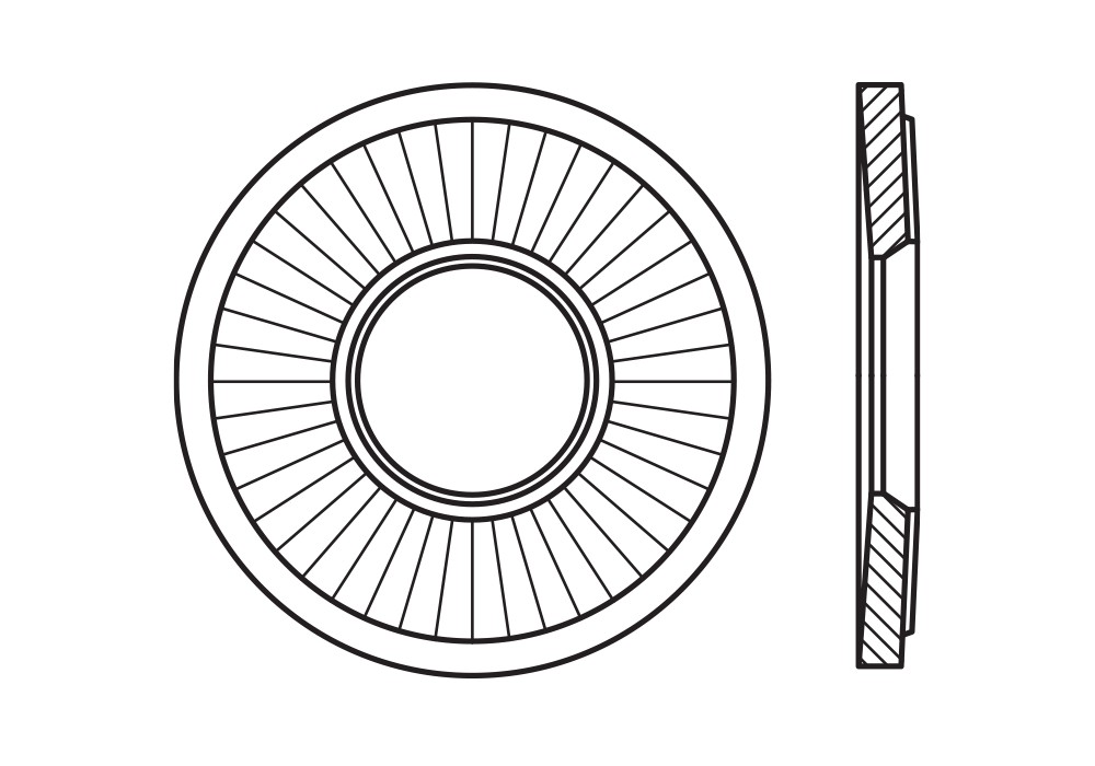 NFE 25511 CONTACT [M] ZP, Arandela contact de forma cónica en acabado zincado mecánico