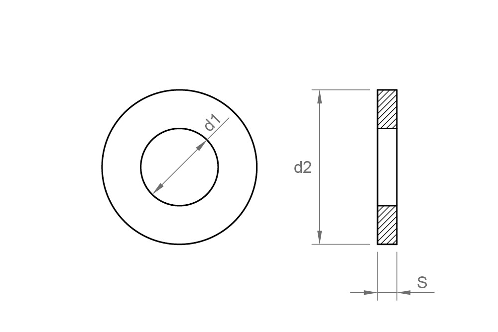 NFE 25514 [M] A4, Arandela plana moyenne [M] en acero inoxidable A4