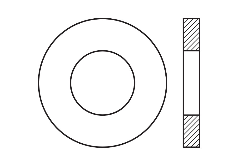 NFE 25514 [M] A4, Arandela plana moyenne [M] en acero inoxidable A4