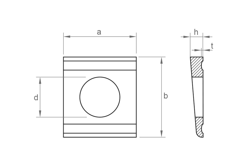 DIN 434 ZP, Arandela en cuña en acabado zincado para vigas U con inclinación del 8%